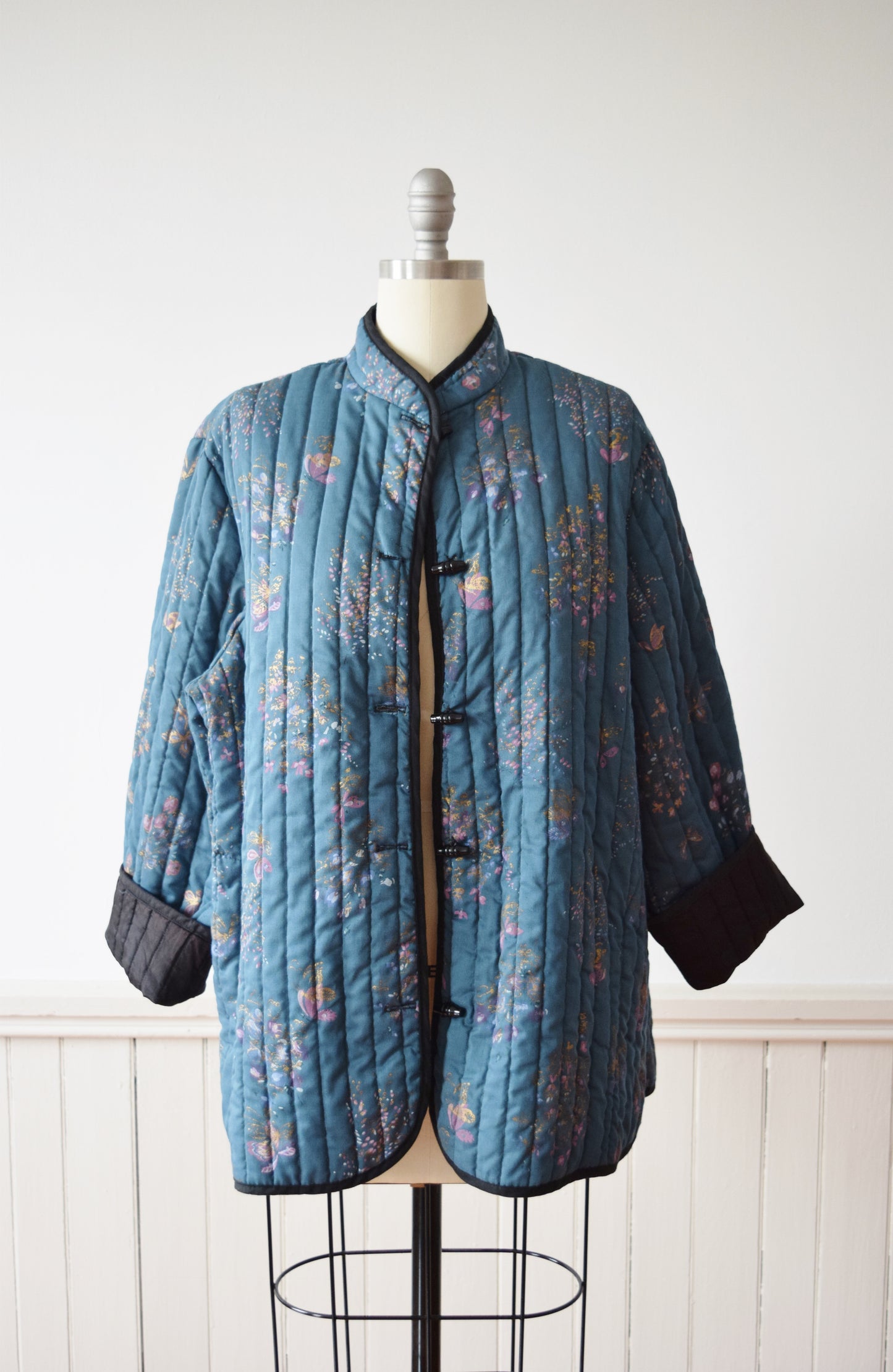 RESERVED 1970s Teal Blue Quilted Jacket | Vintage Quilted Jacket | L
