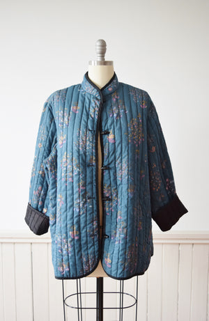 RESERVED 1970s Teal Blue Quilted Jacket | Vintage Quilted Jacket | L