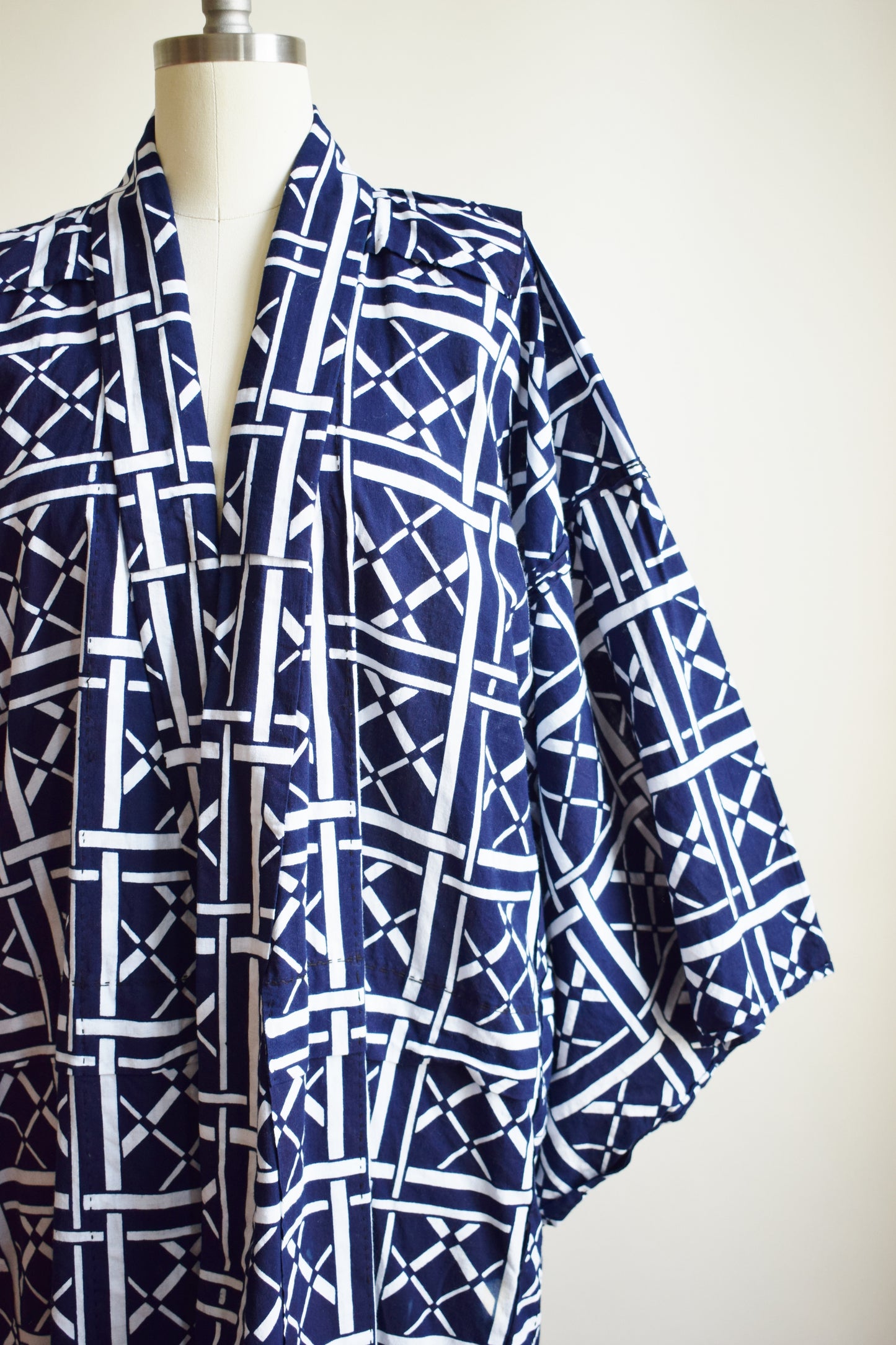 Vintage Hand-Sewn Cotton Yukata Robe | OS
