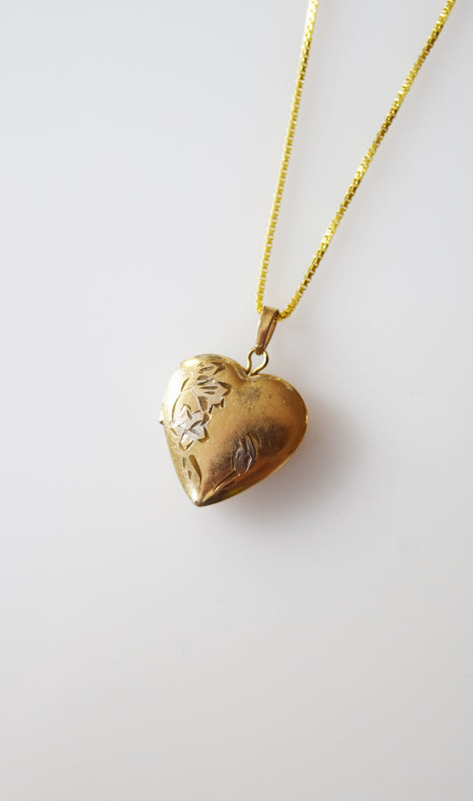 Petite Vintage Heart Shaped Locket | Whimsical Floral Motif