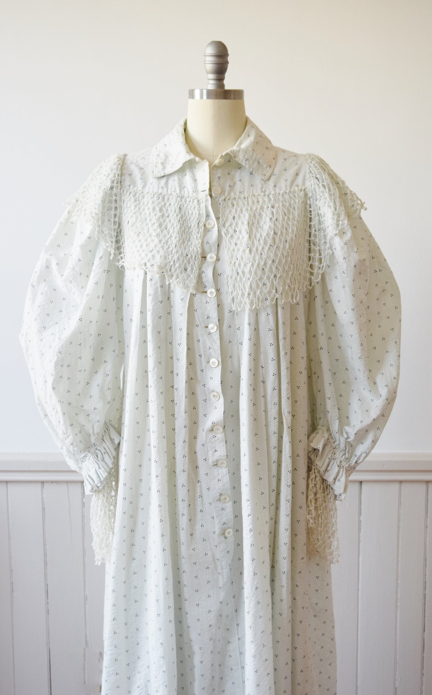Antique Calico and Net Dress | c. 1890s | M