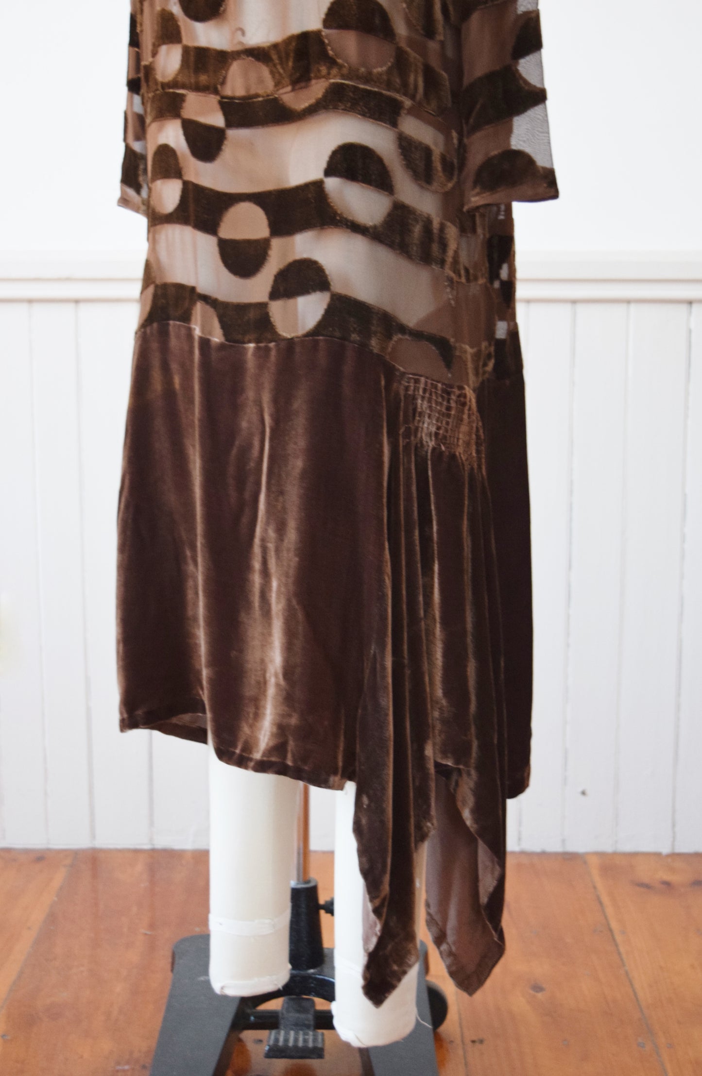 1920s Deco Devore Velvet Dress | S