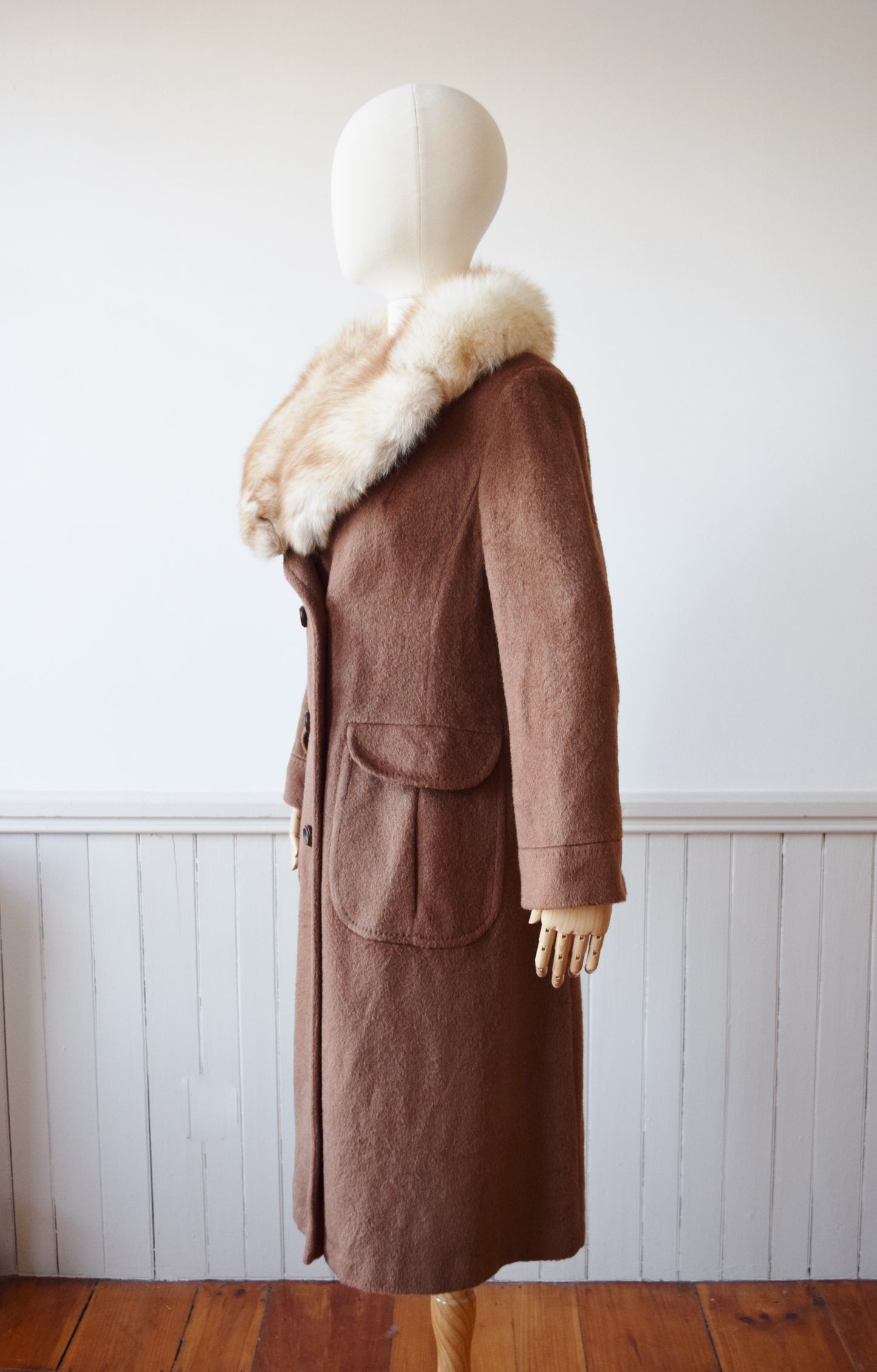 SALE Fox Fur Trimmed Mohair Coat | S/M