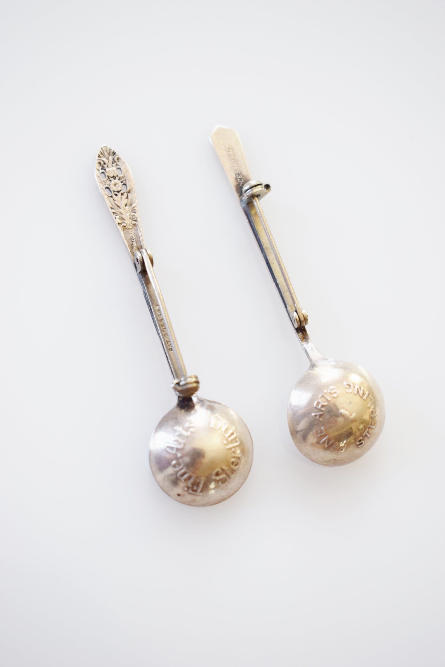 Pair of Vintage Sterling Silver Salt Spoon Pins