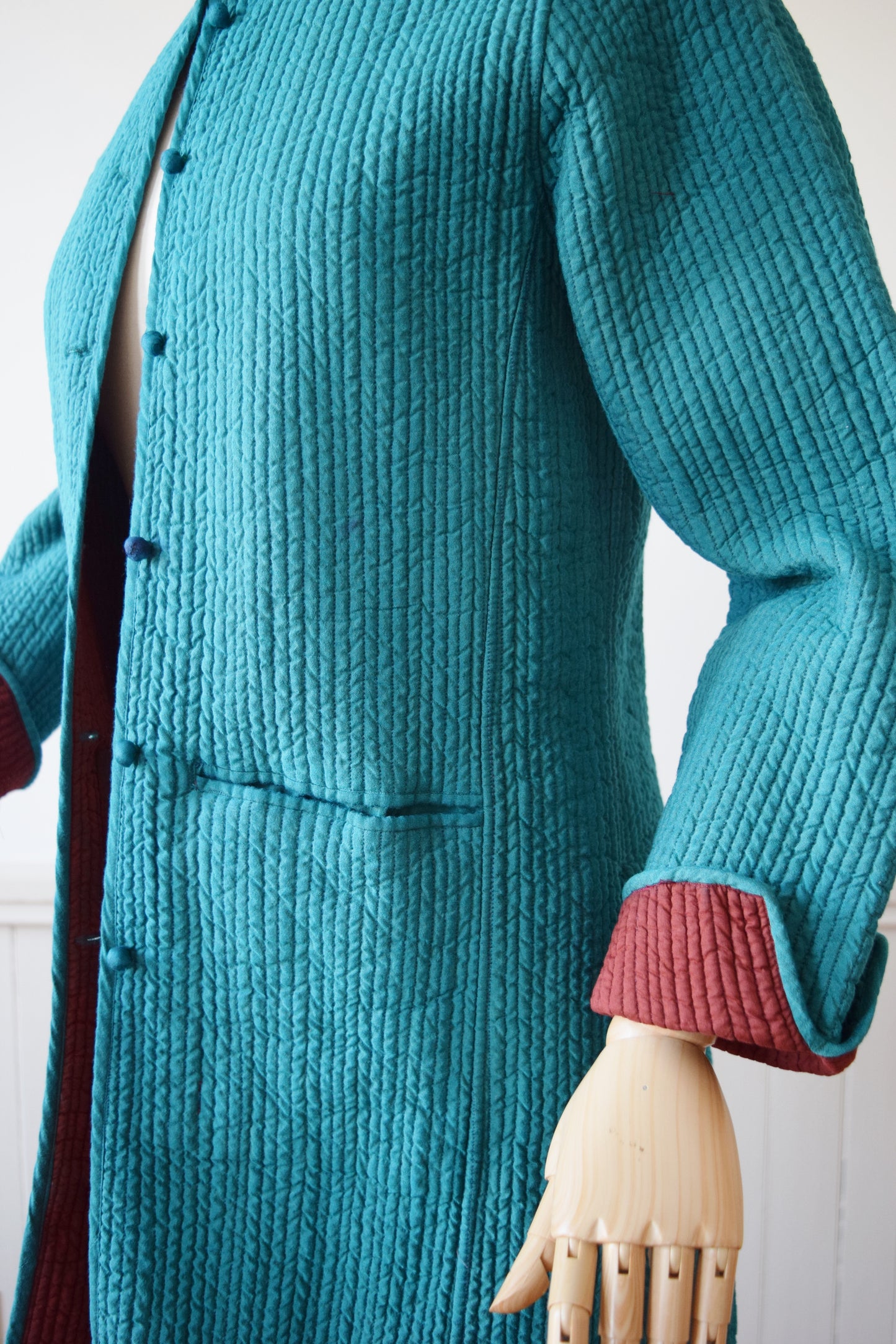 Long Line Quilted Teal Jacket | S/M