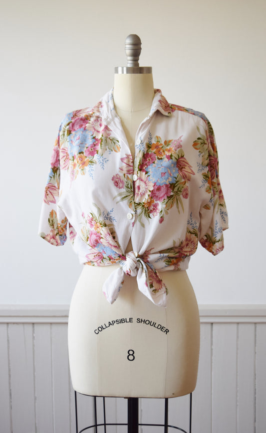 Bouquet Print Top | 1990s | M