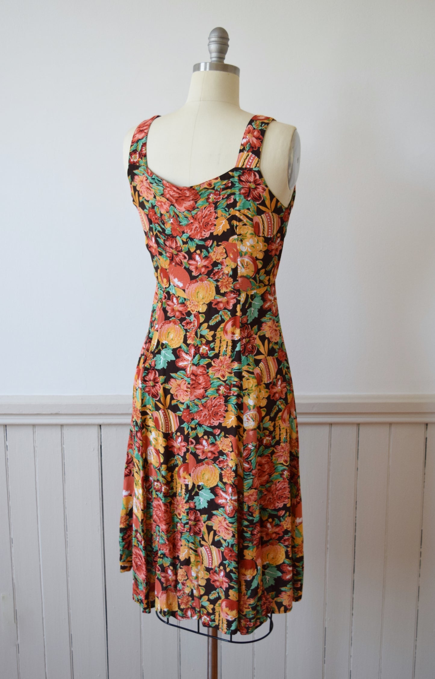 Vintage Repro Novelty Print Fruit and Flowers Sundress by Loco Lindo