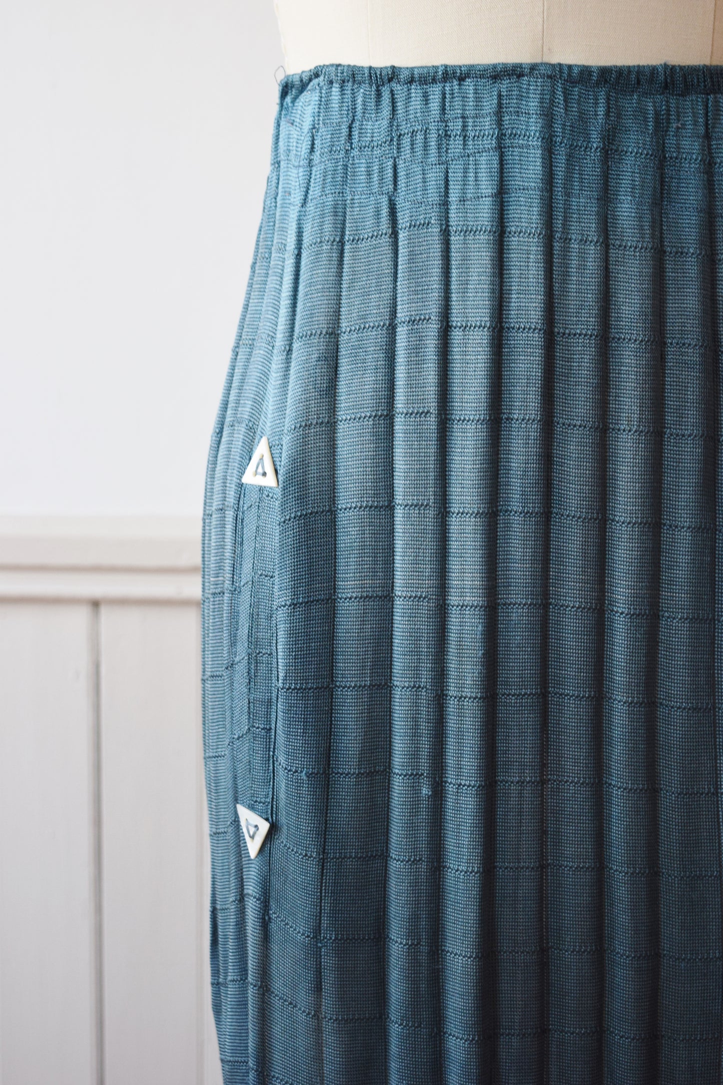 1920s Peacock Blue Knit Skirt | XS/S