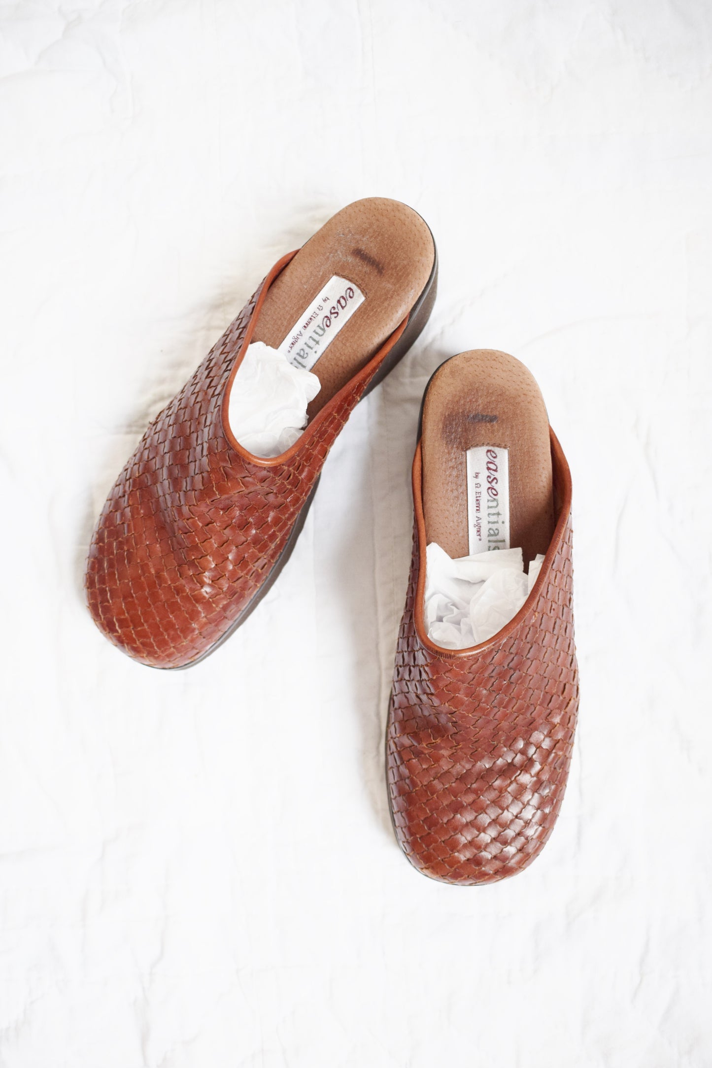 Vintage Woven Leather Chunky Clogs | US 7