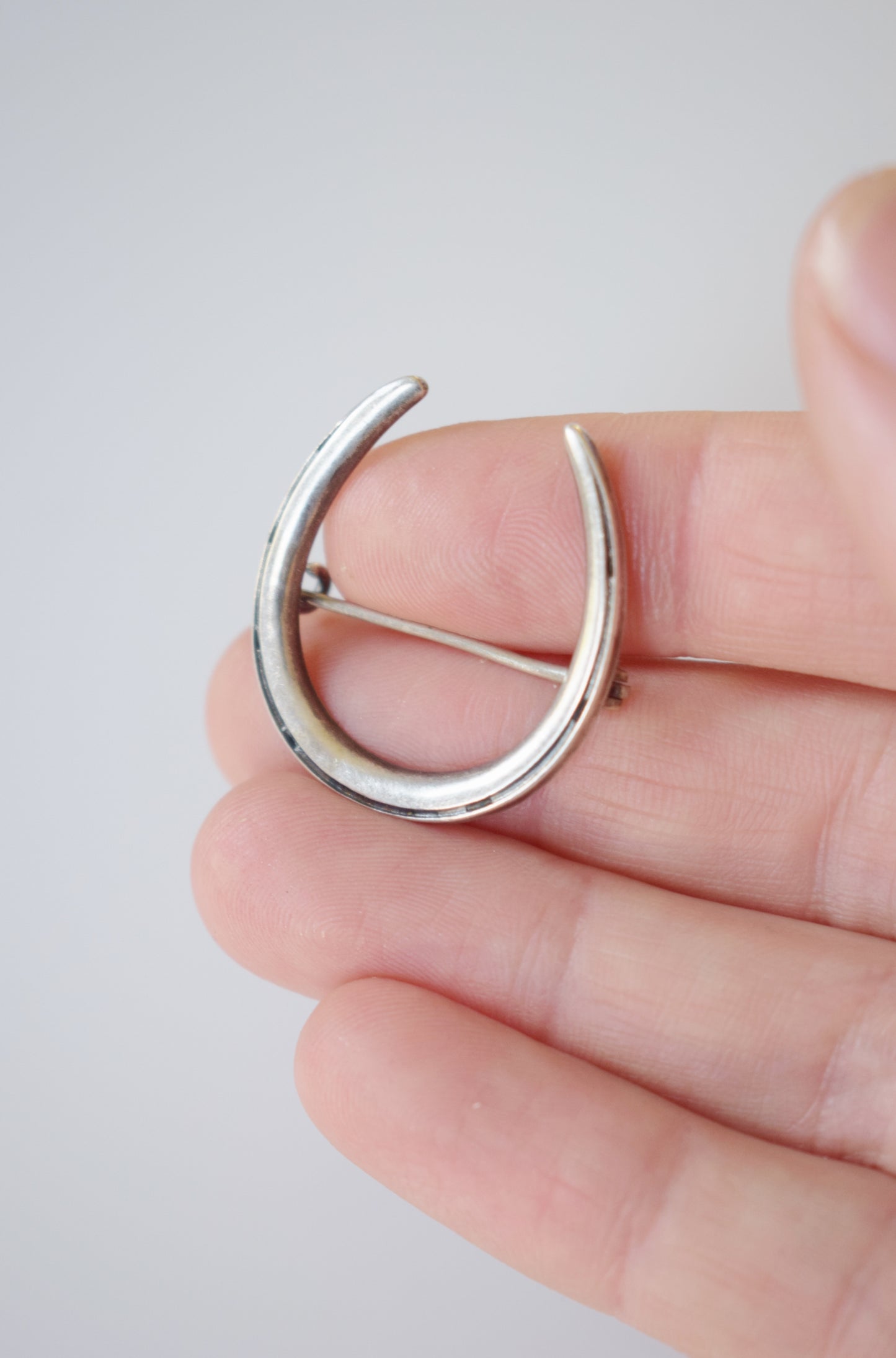 Antique Sterling Silver Lucky Horseshoe Pin