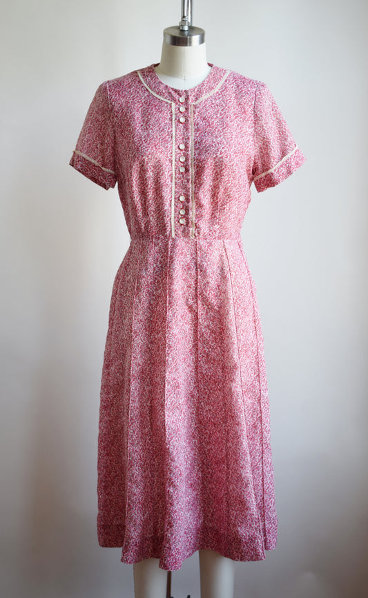 1940s Ditsy Rose Day Dress | S/M