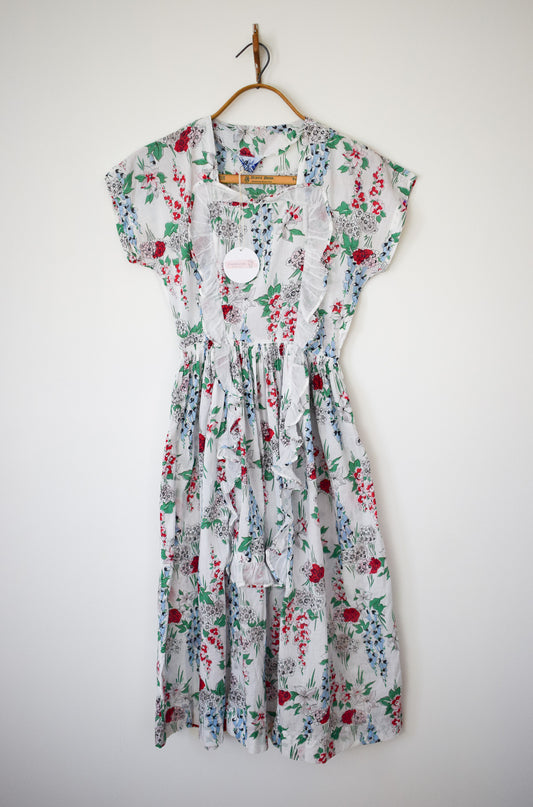 1940s Floral Cotton Frock | XS