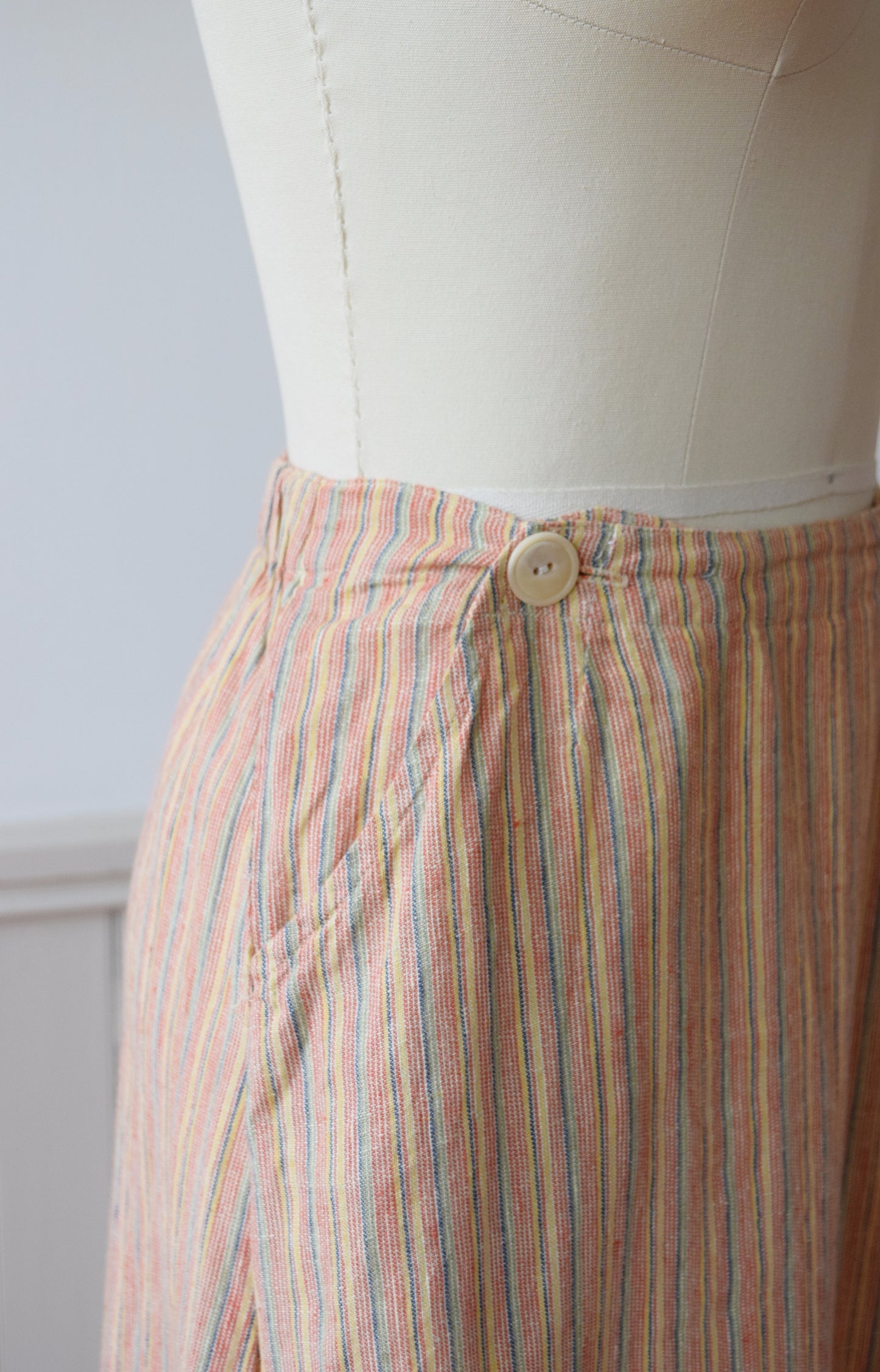 Woven Stripe Linen Skirt by Flax | M