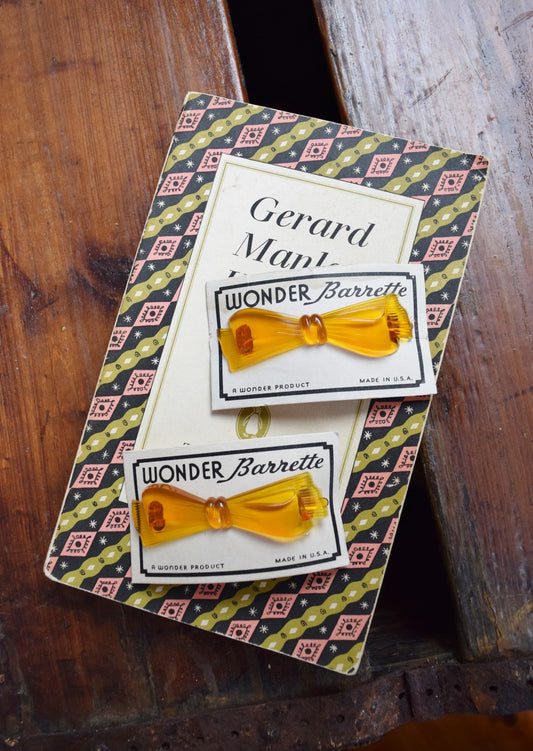 Pair of 1940s Honey "Wonder" Bow Barrettes