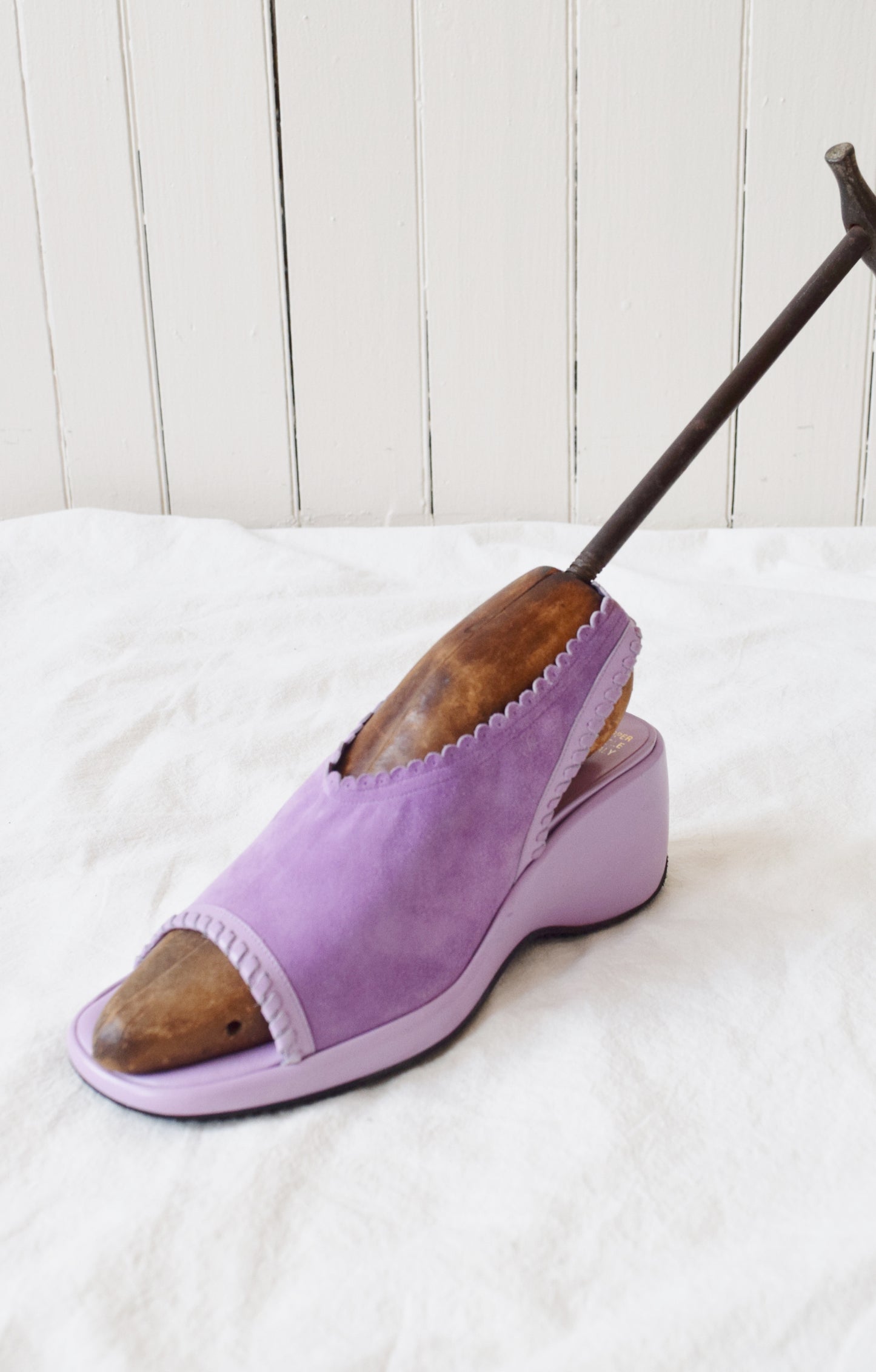 Vintage Italian Lilac Suede Sling Back Mules | US 8 | EU 38 1/2
