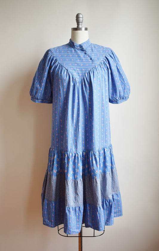 1970s Ditsy Floral Balloon Sleeve Dress | S/M