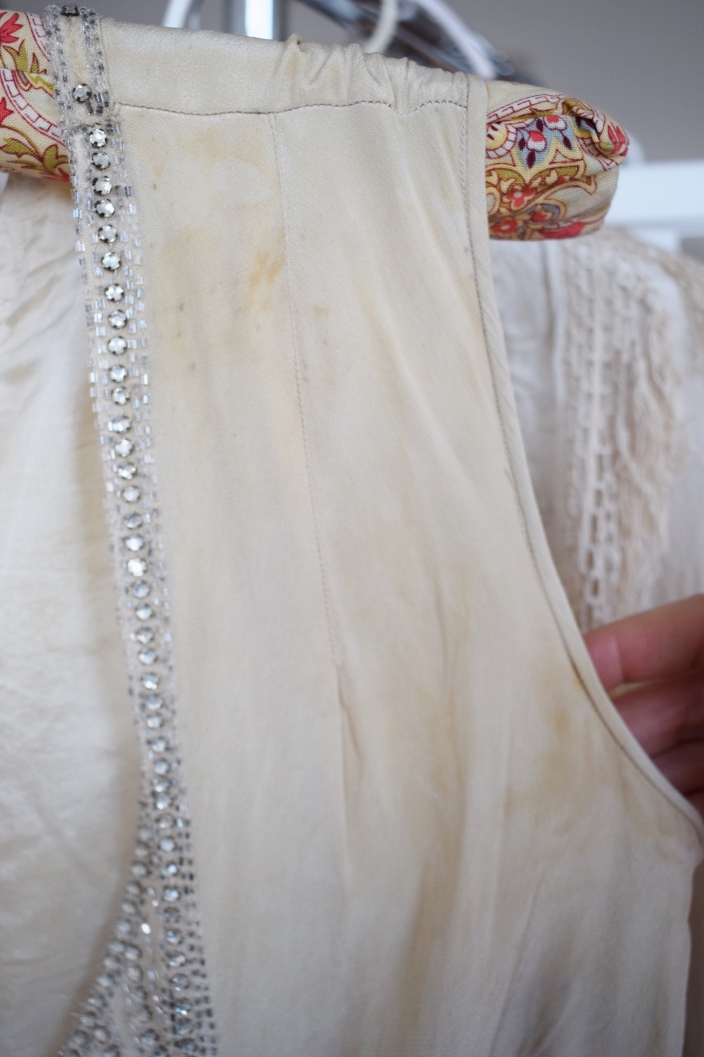 Antique 1920s Silk Satin and Rhinestone Gown | S