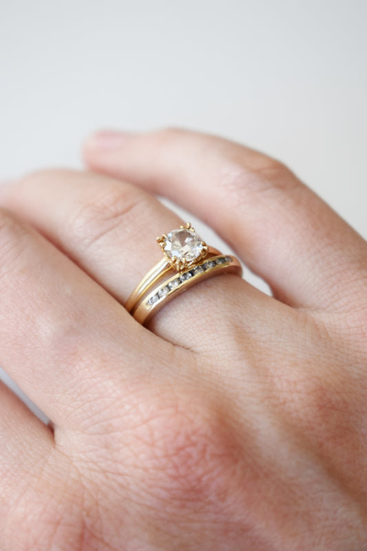 Vintage Art Deco 14kt Gold and Crystal Solitaire Ring | US 7.25