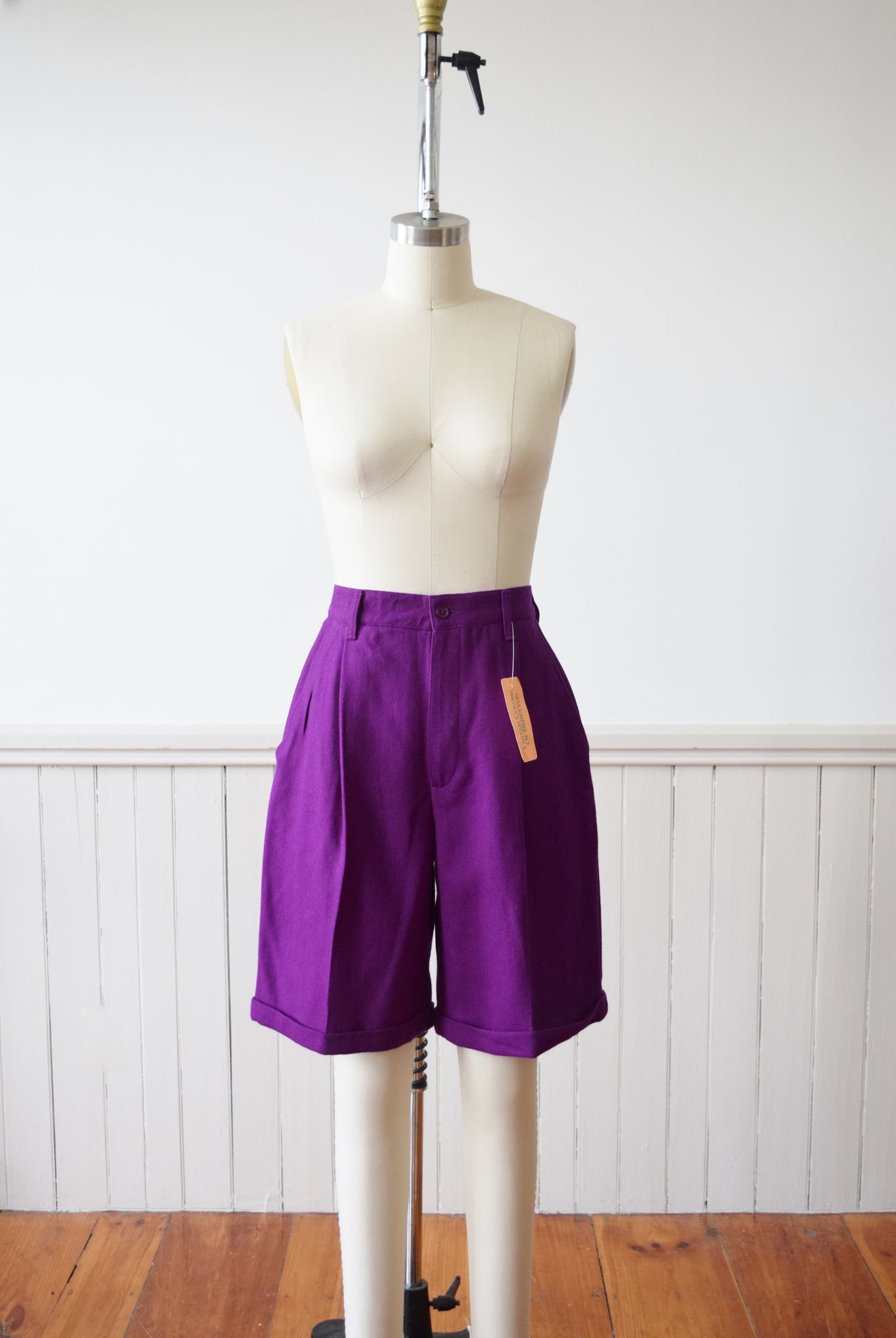 1990s Royal Purple Wool Shorts by United Colors of Benetton | S