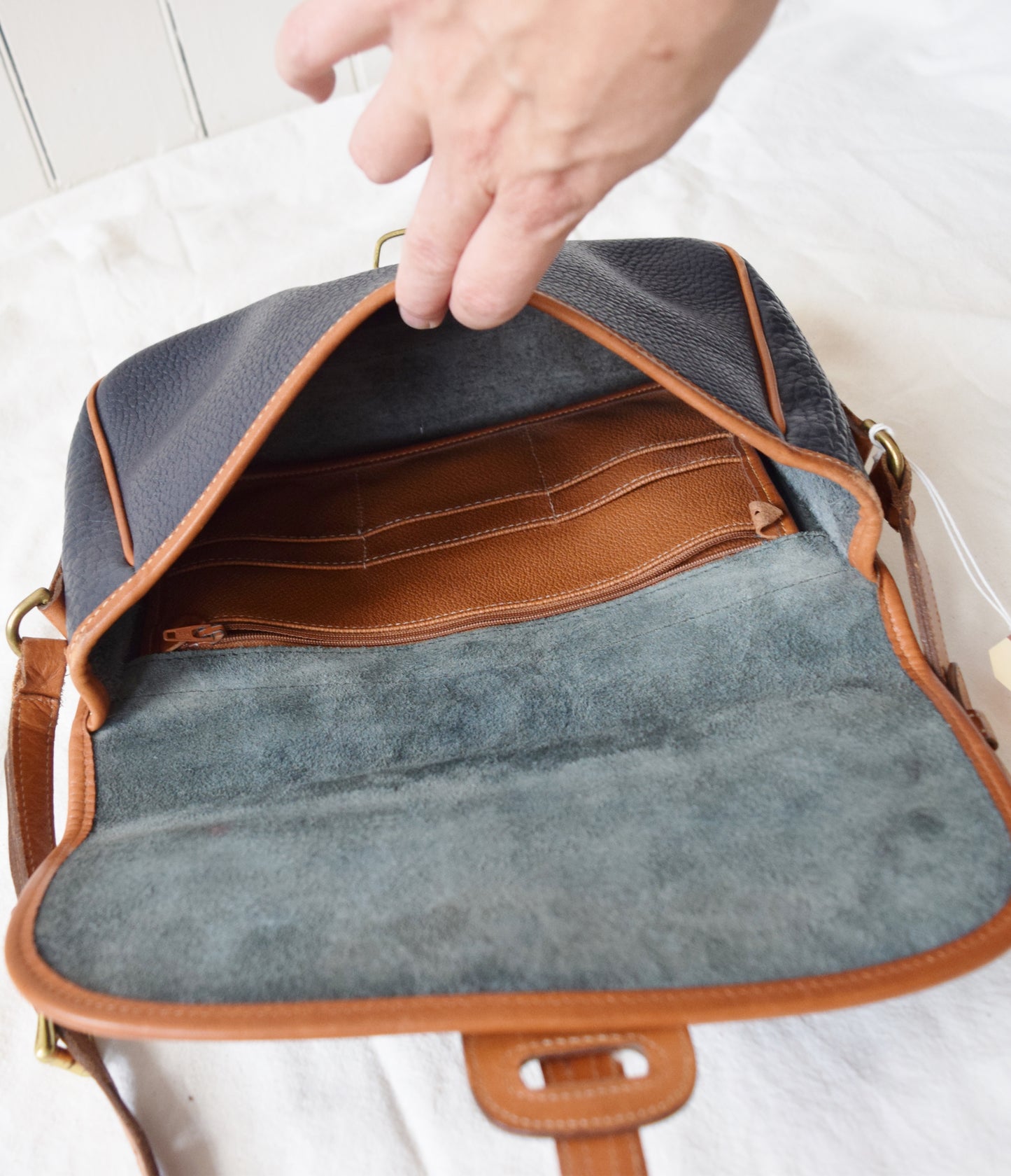 Vintage Dooney & Bourke All Weather Leather Two-Tone Crossbody Bag / Purse