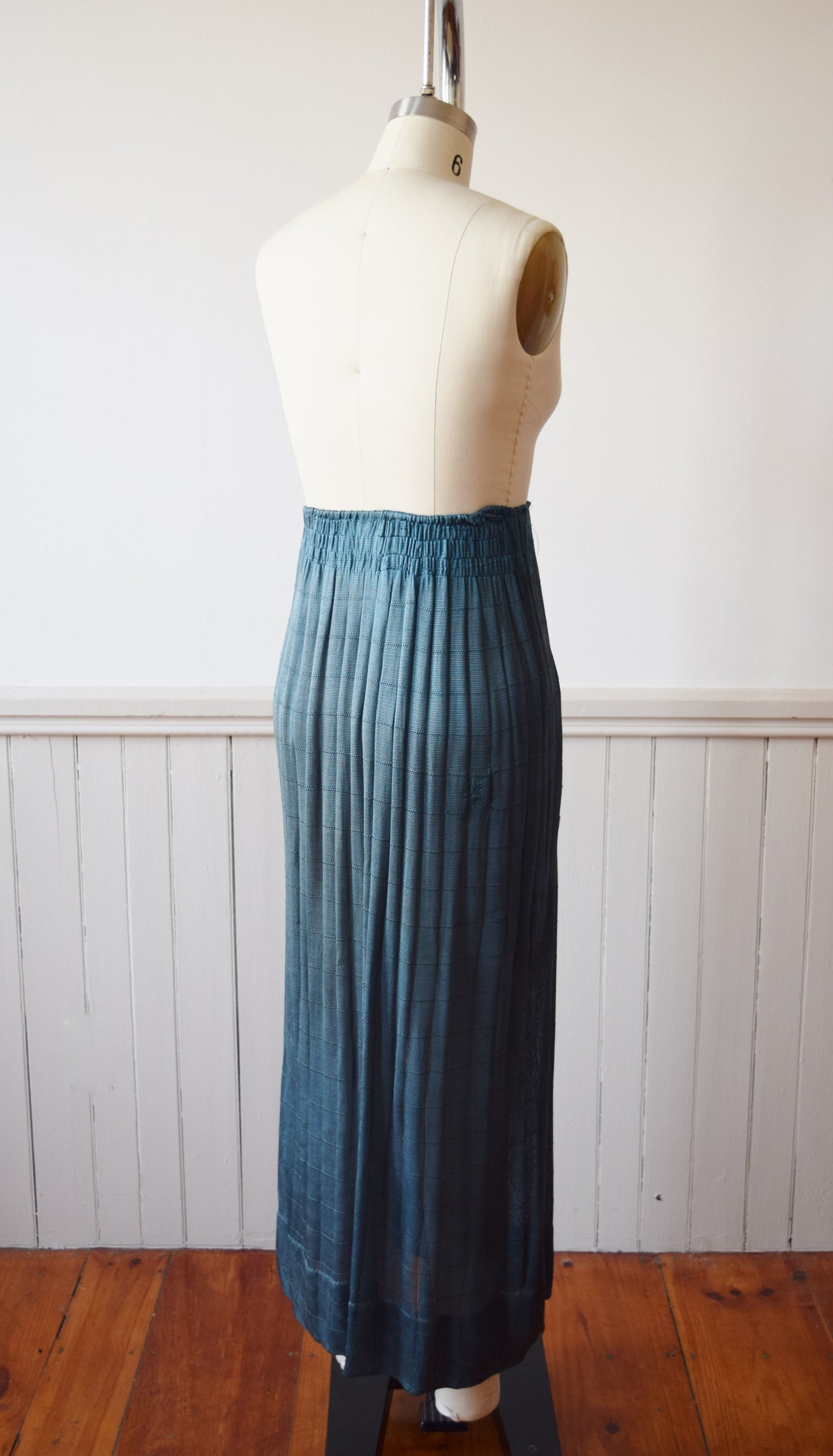 1920s Peacock Blue Knit Skirt | XS/S