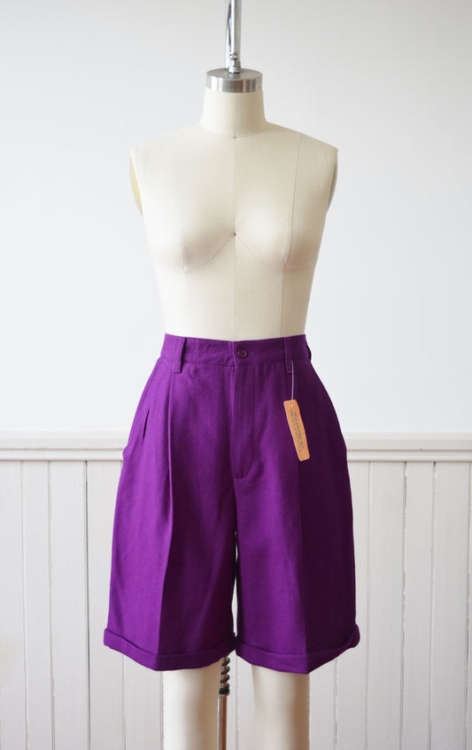 1990s Royal Purple Wool Shorts by United Colors of Benetton | S