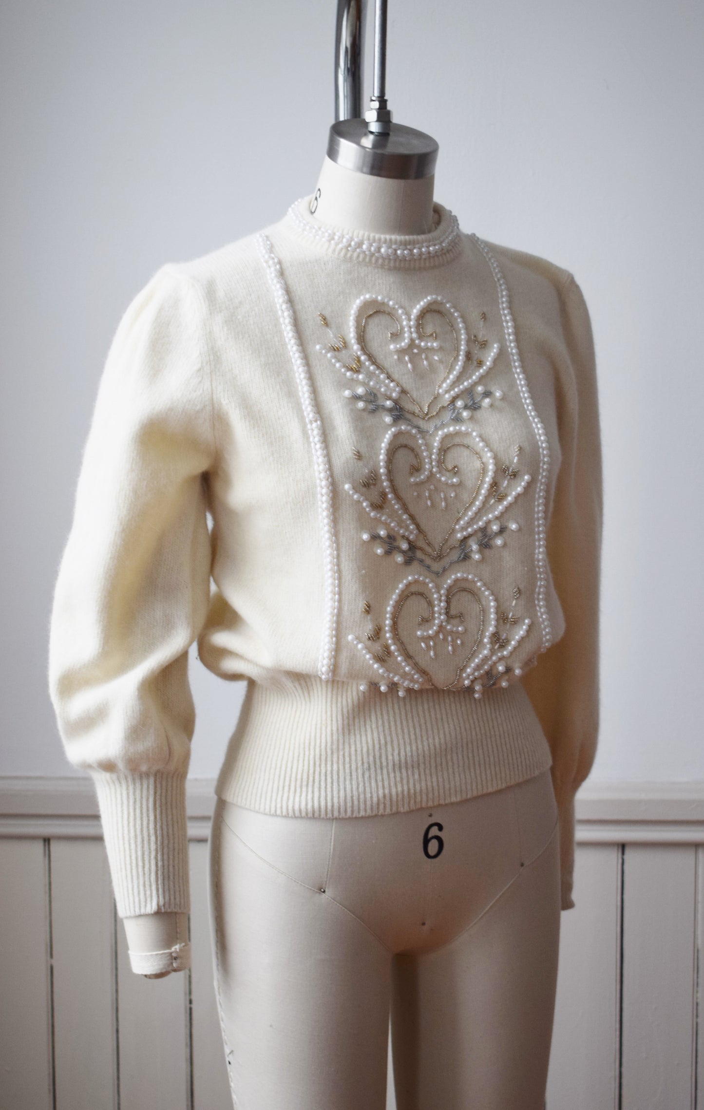 1980s Pearly Angora Sweater | S