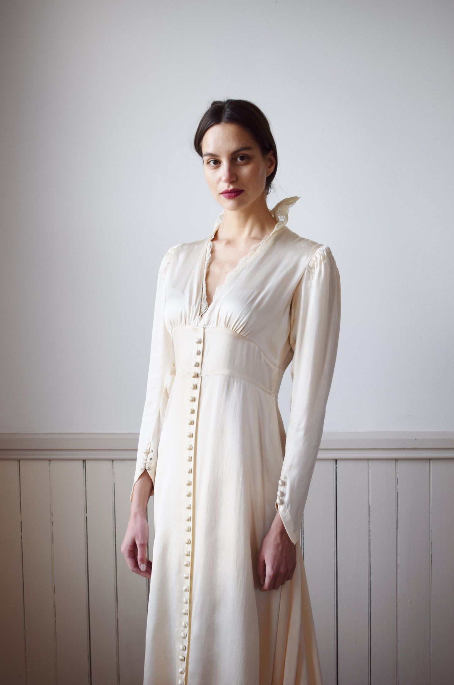 1930s Silk Satin Wedding Gown | S/M