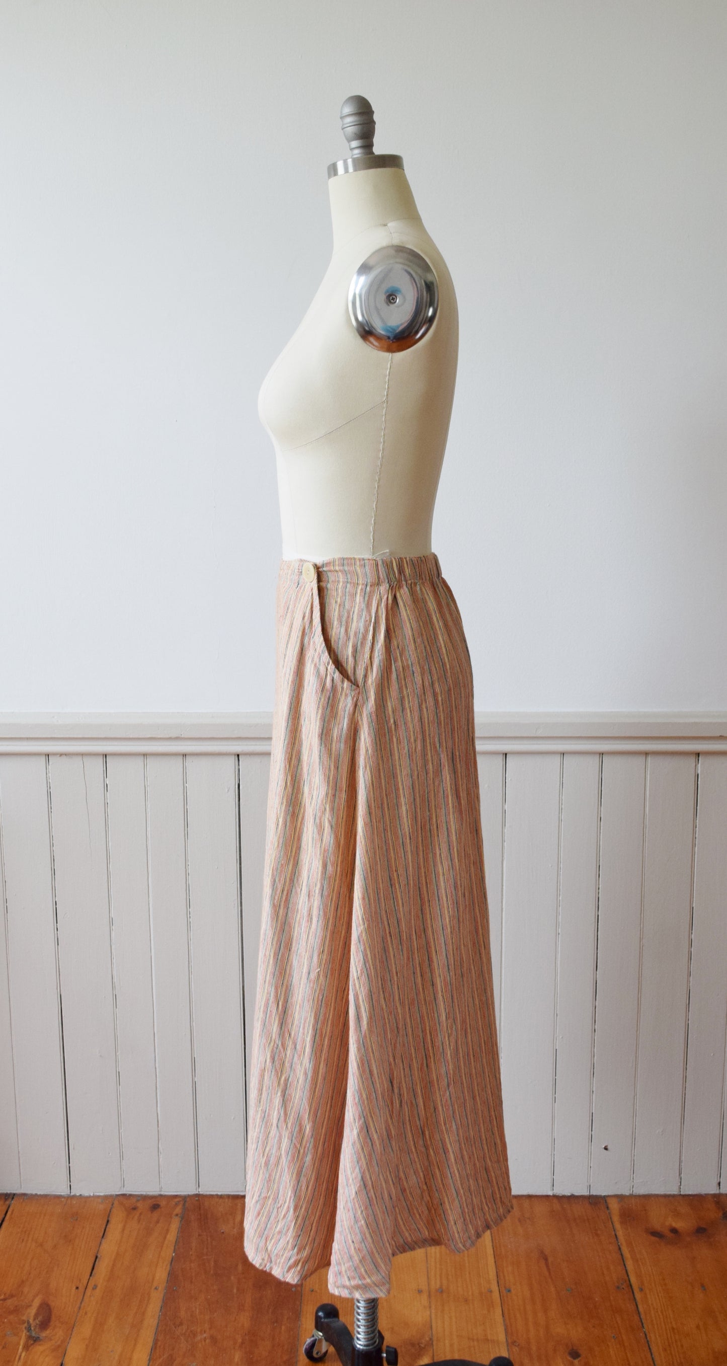 Woven Stripe Linen Skirt by Flax | M