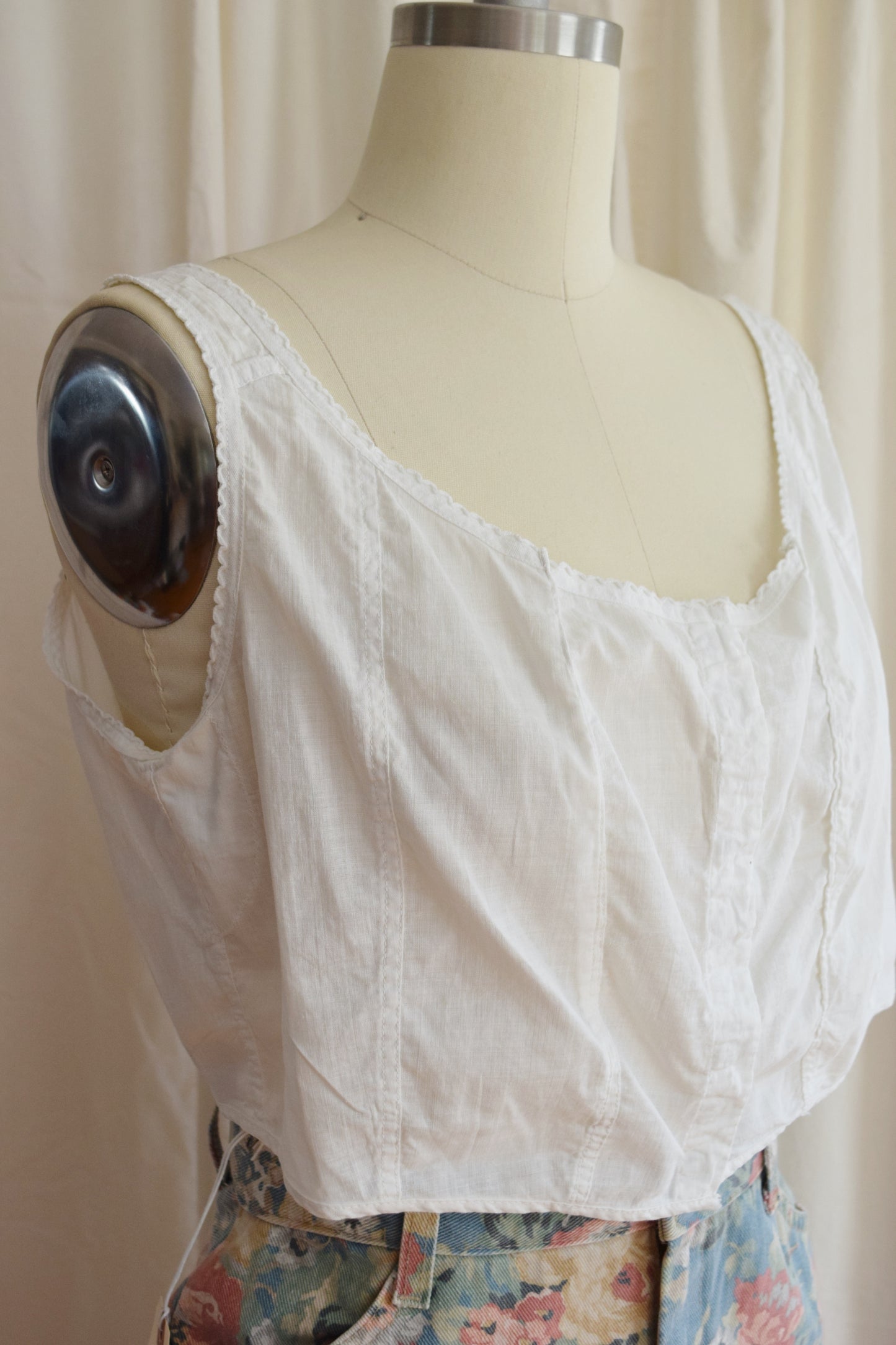 Edwardian Era Corset Cover / Antique Cotton Blouse
