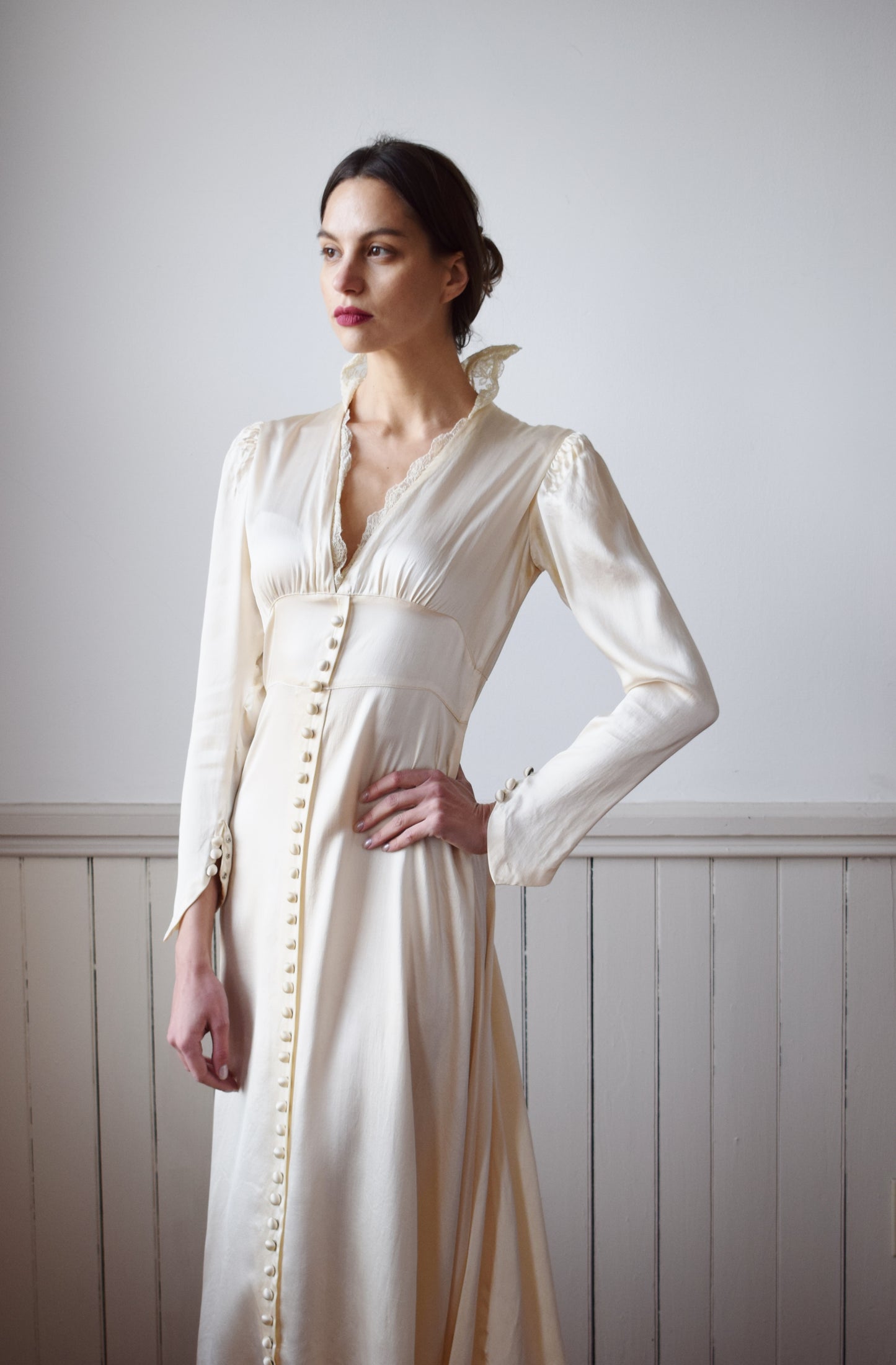1930s Silk Satin Wedding Gown | S/M