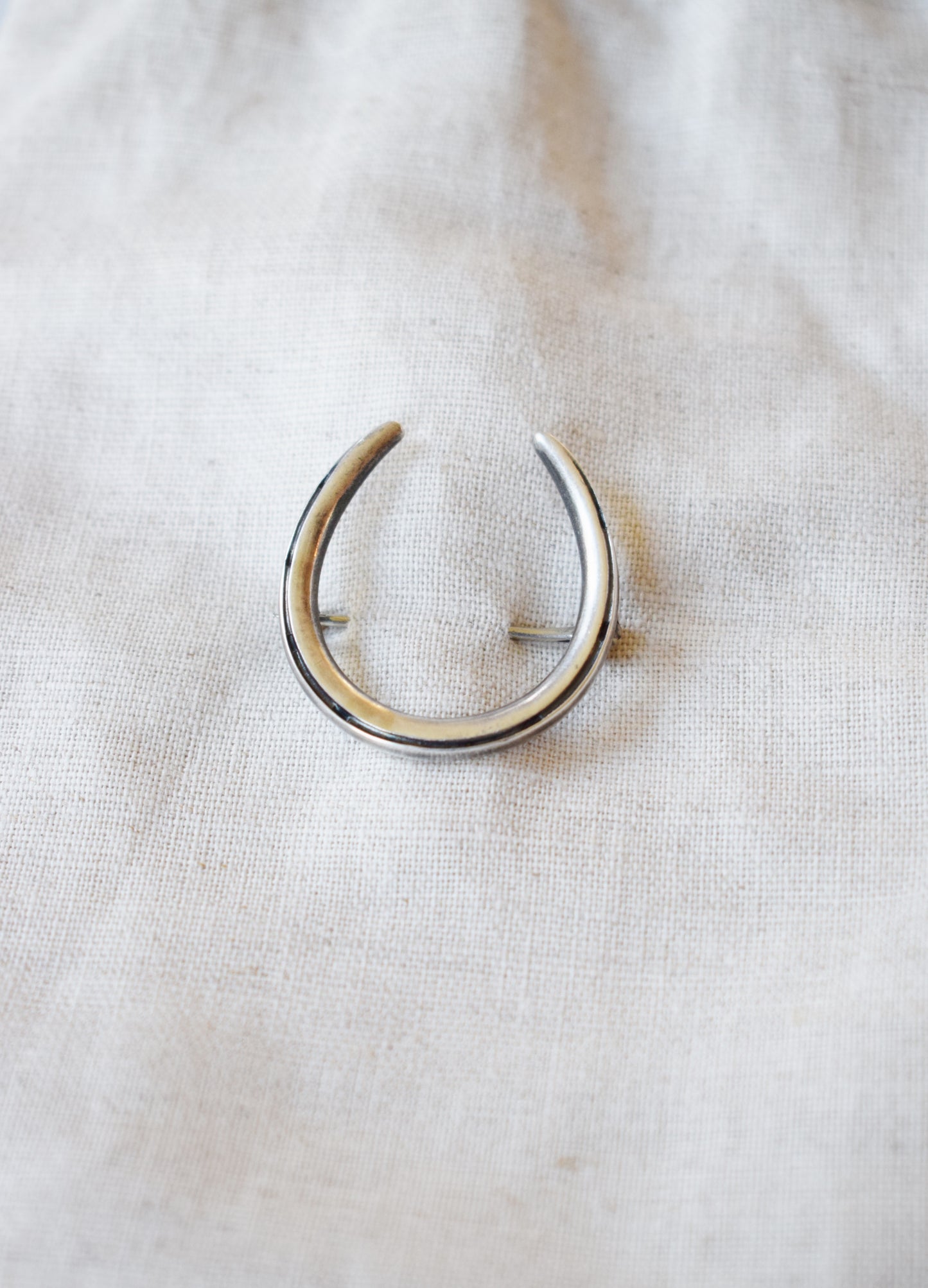 Antique Sterling Silver Lucky Horseshoe Pin