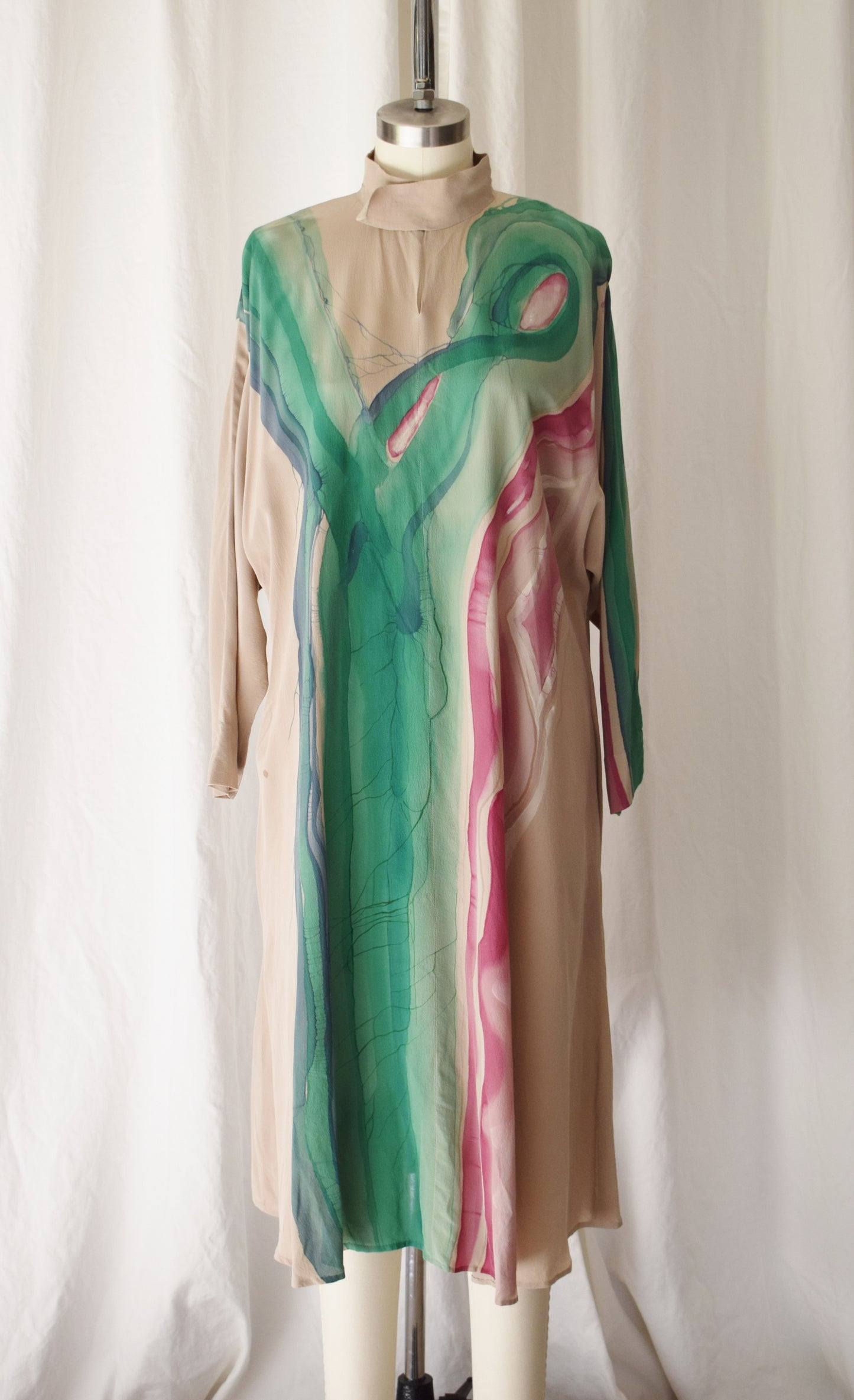 Vintage Painted Silk Geode Dress | M/L