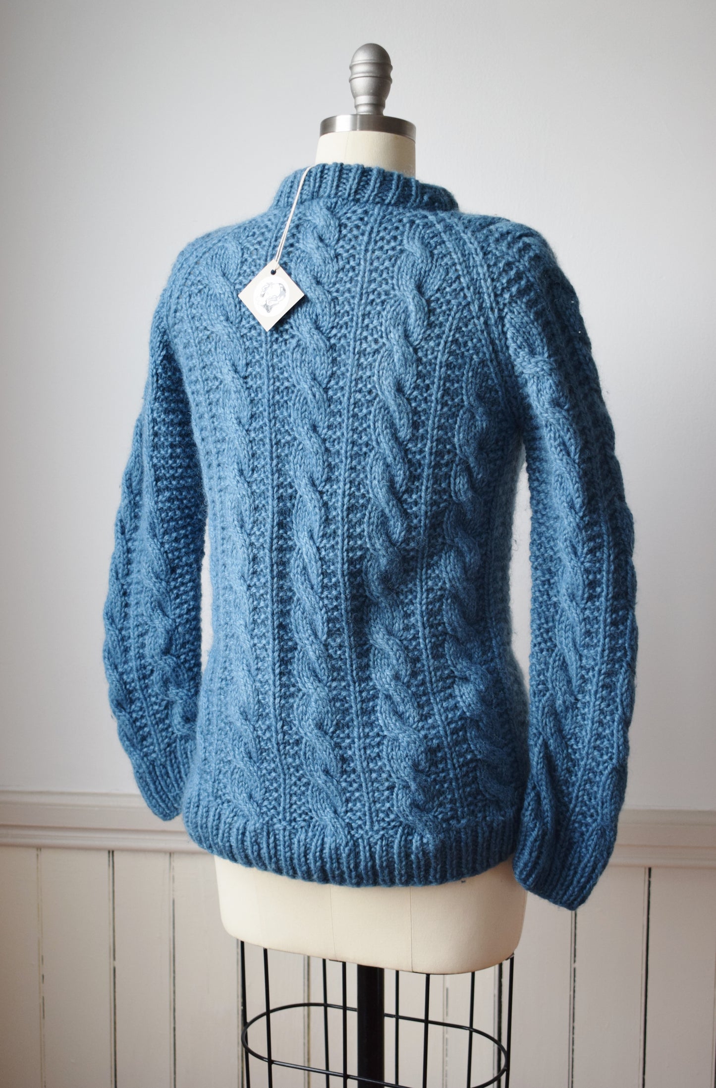 Indigo Dyed Wool Cable Knit Sweater | S/M