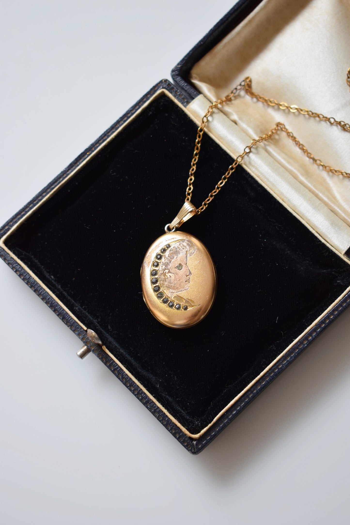 Antique Lady in the Moon Locket