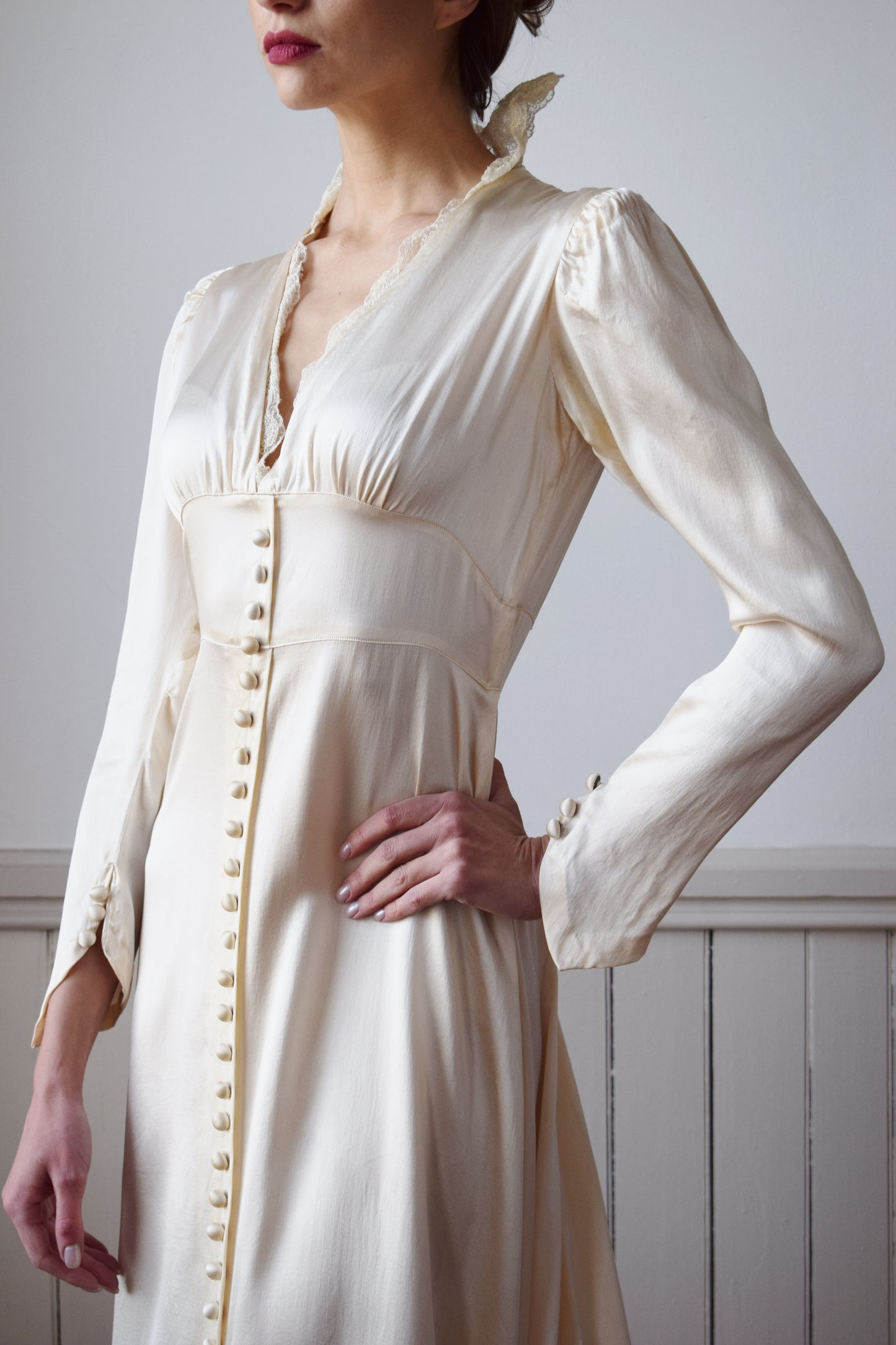 1930s Silk Satin Wedding Gown | S/M