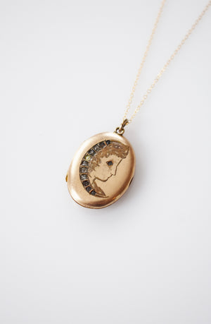 Antique Lady in the Moon Locket