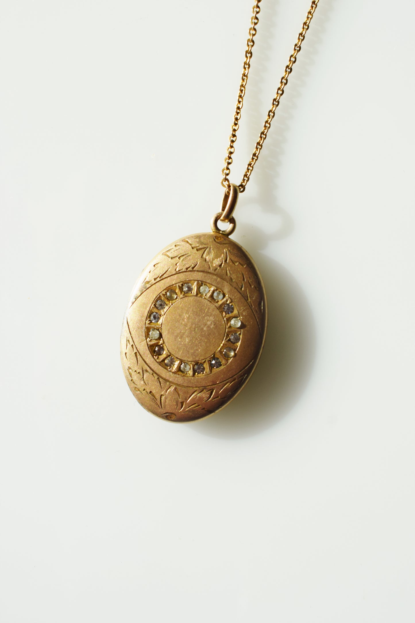 Antique Rhinestone Eye Locket | "MAR" initials