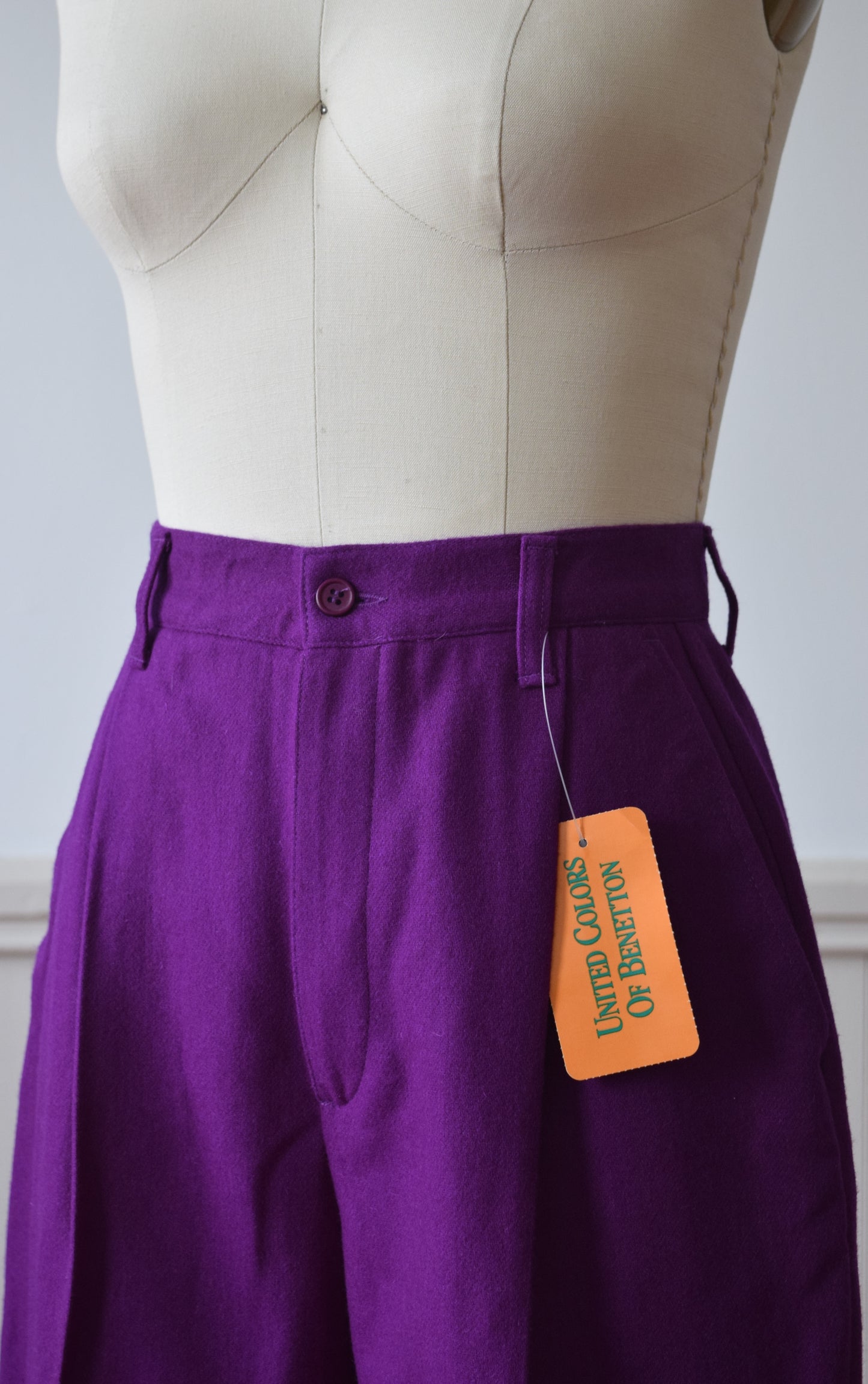 1990s Royal Purple Wool Shorts by United Colors of Benetton | S