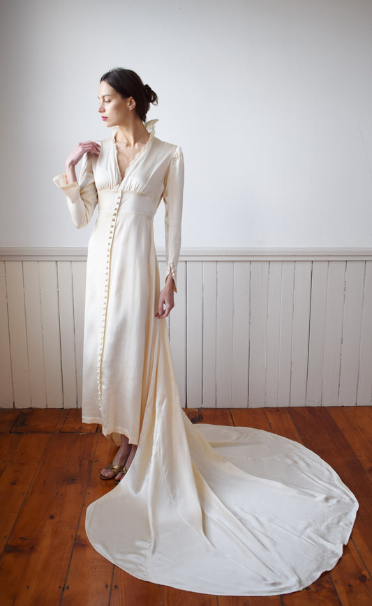 1930s Silk Satin Wedding Gown | S/M