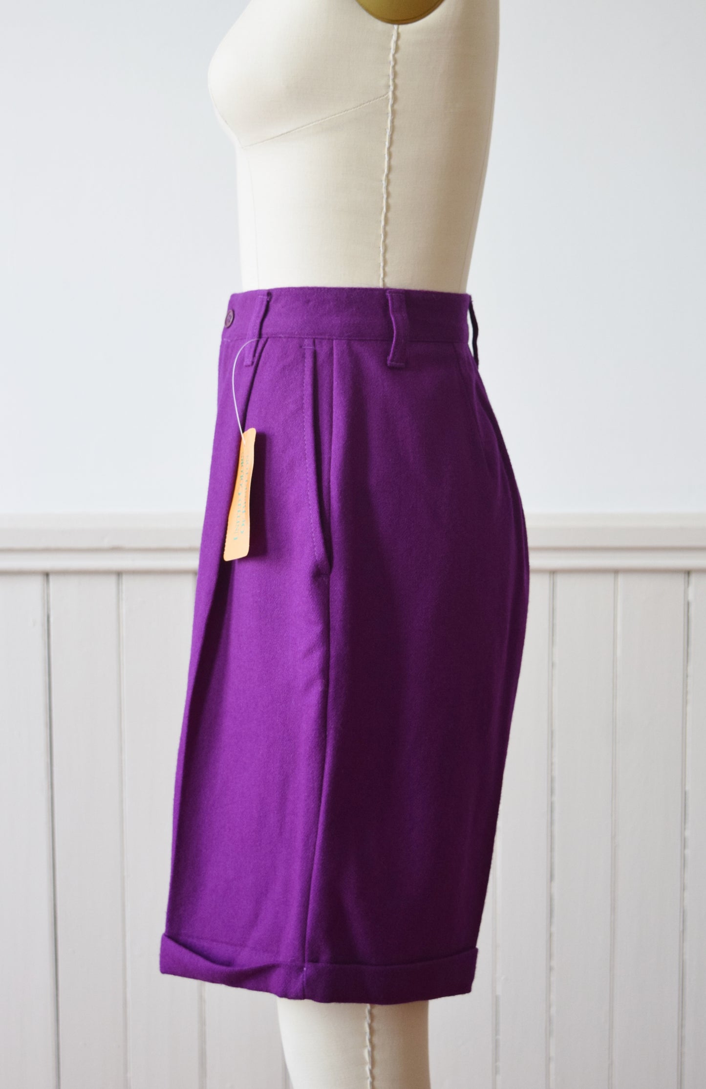 1990s Royal Purple Wool Shorts by United Colors of Benetton | S