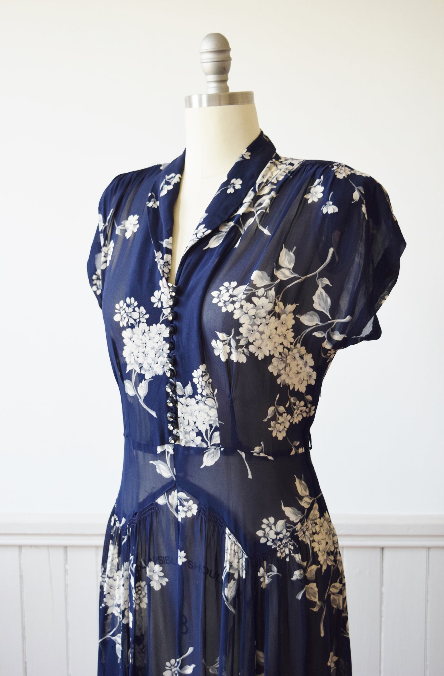 Sepia Tone Floral Frock | 1940s | L/PL