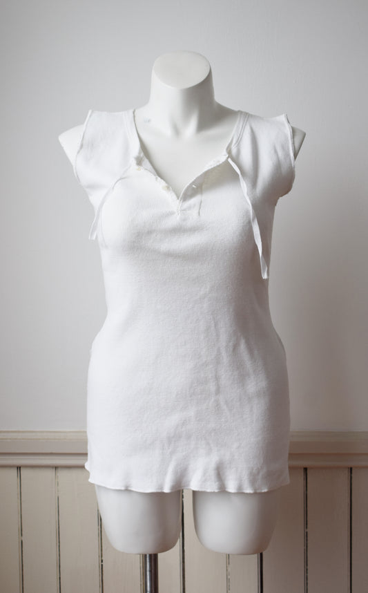1930s Cotton Knit Long Line Under Shirt | L/XL