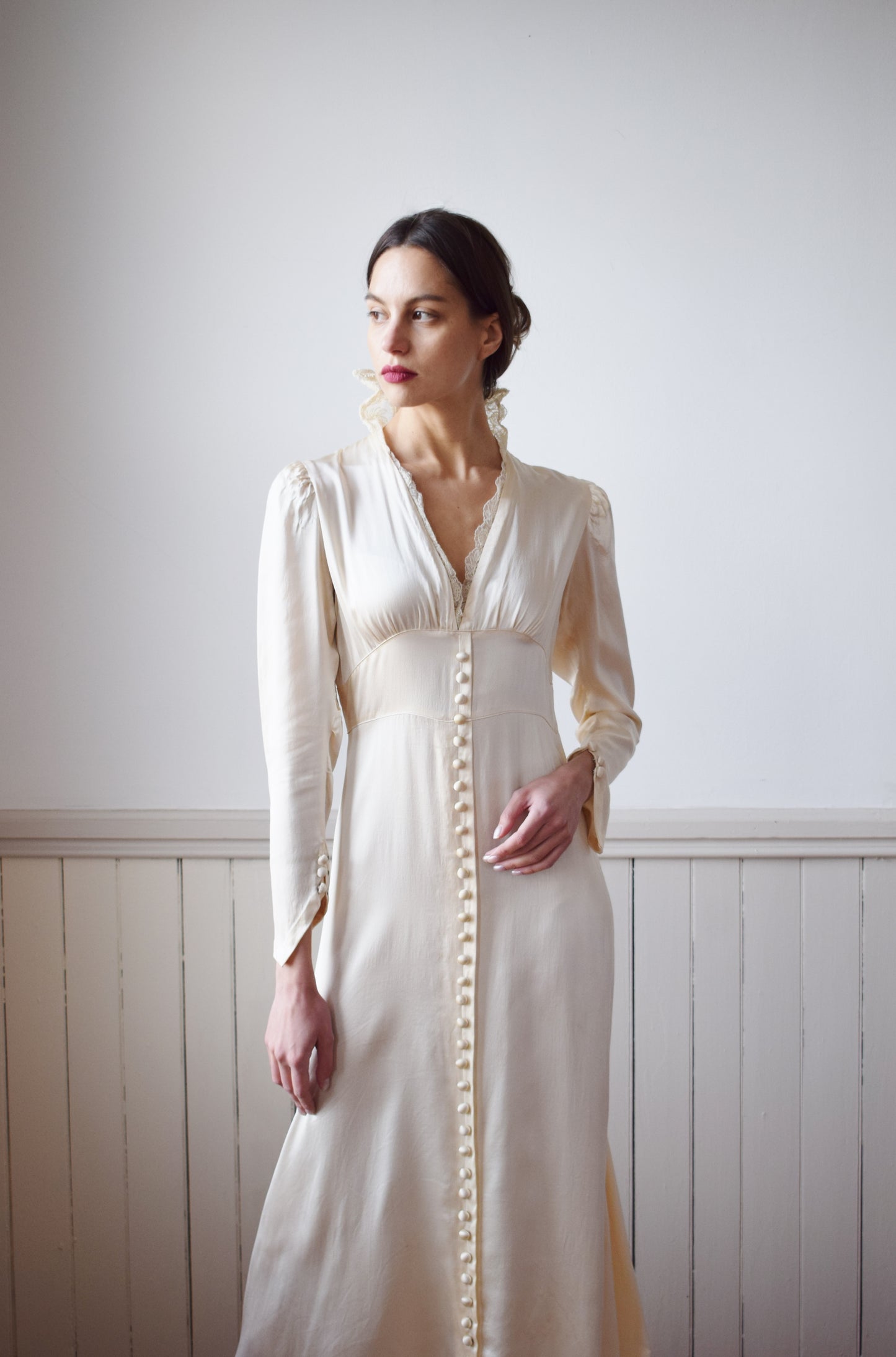 1930s Silk Satin Wedding Gown | S/M