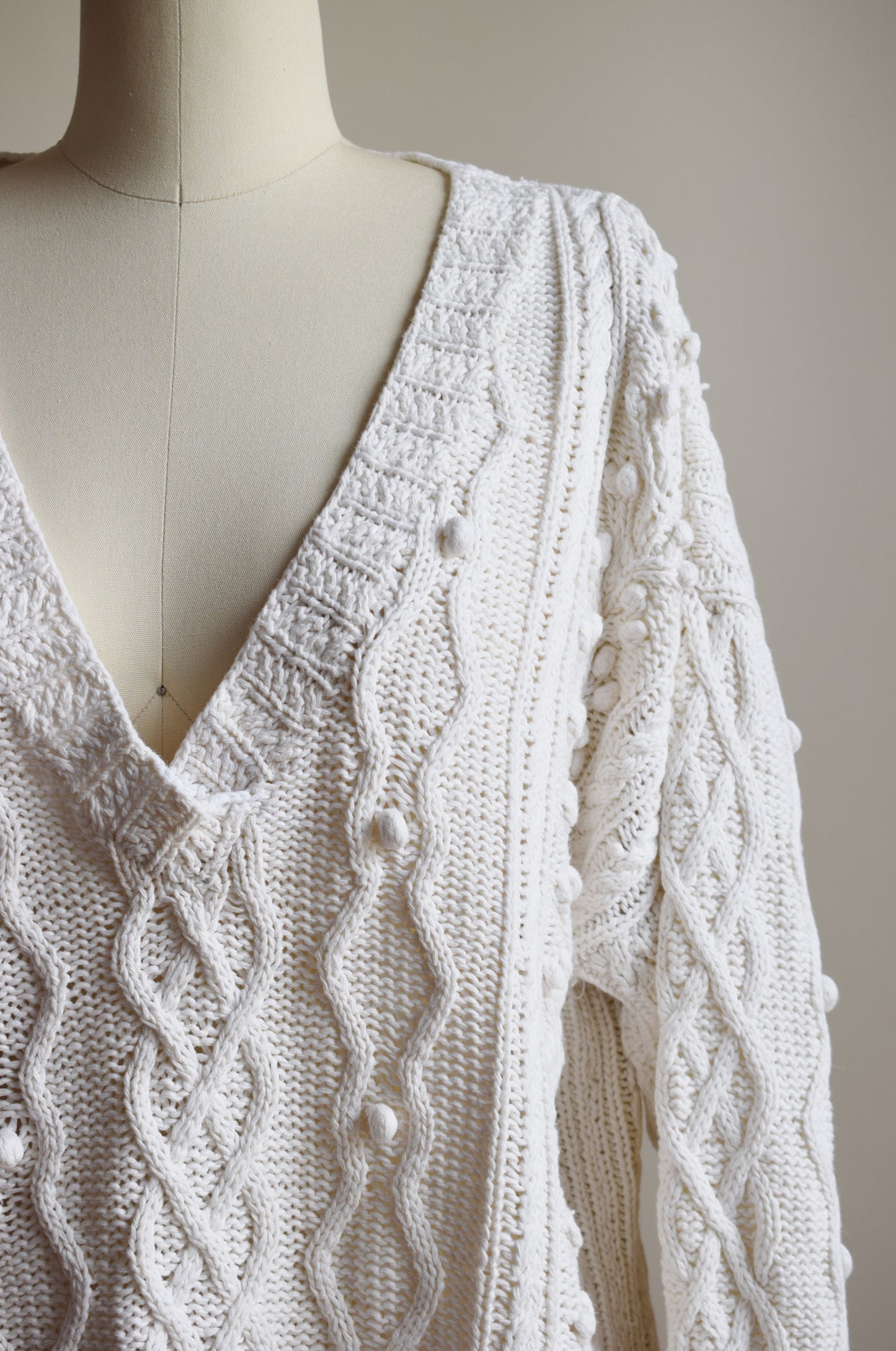 Vintage Popcorn Knit Cotton Pullover | XL