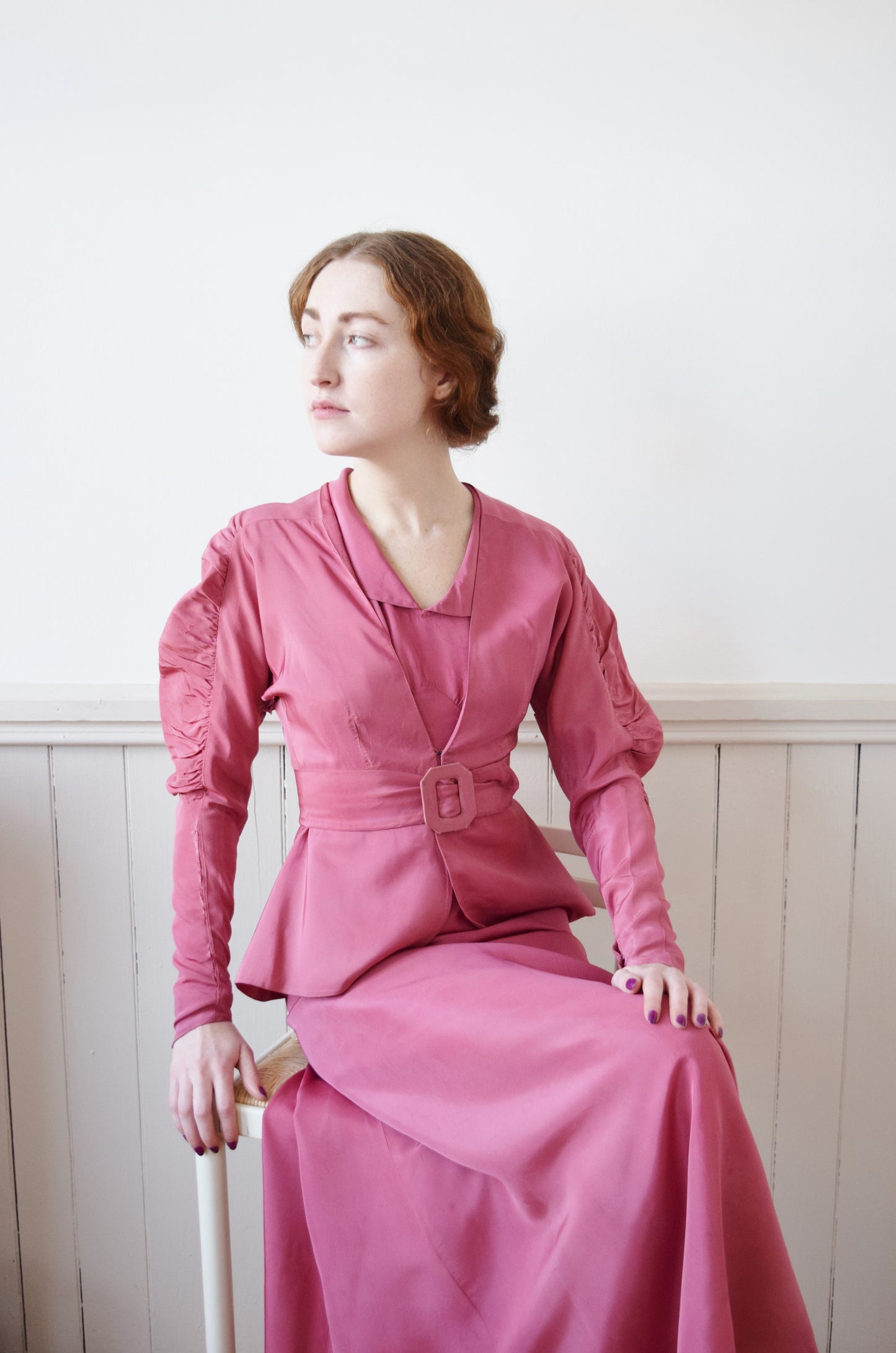1930s 3 Piece Pink Taffeta Gown |  XXS/XS