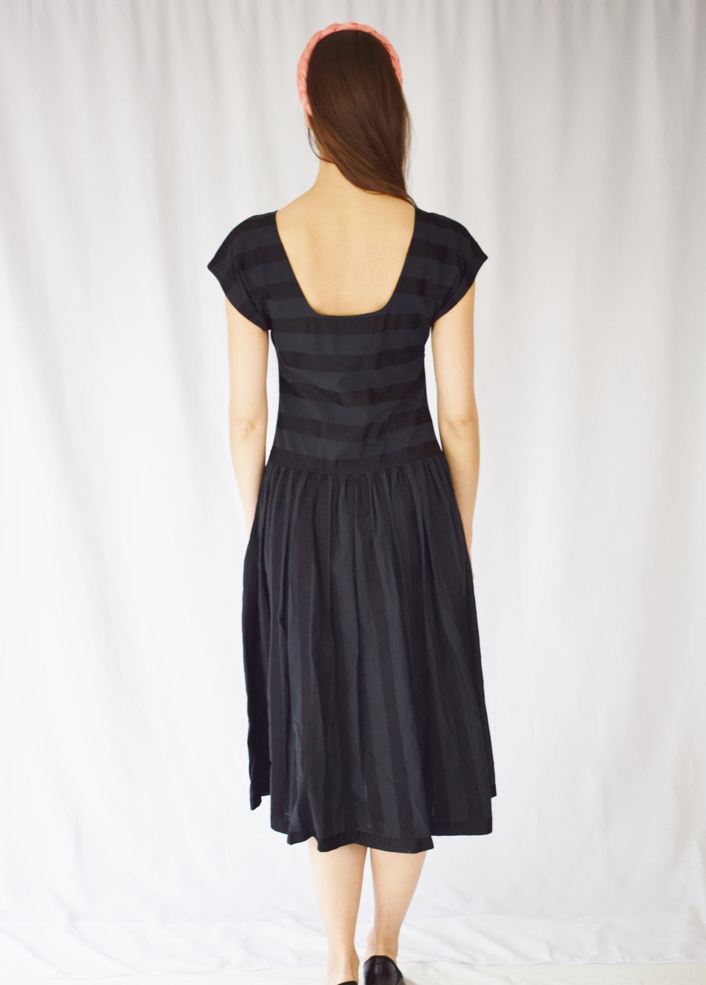 80s Geoffrey Beene Striped Weave Dress | XS