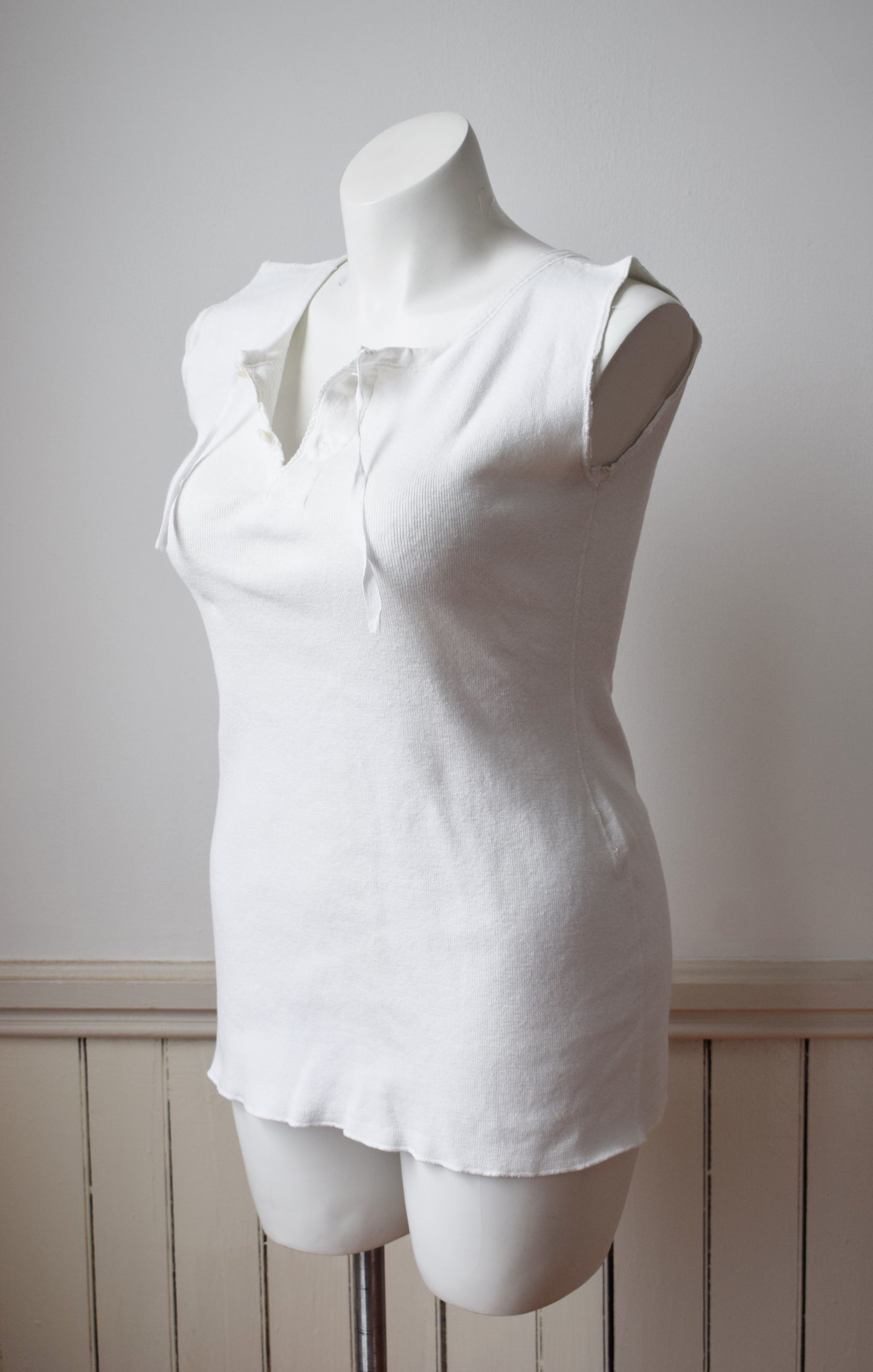 1930s Cotton Knit Long Line Under Shirt | L/XL