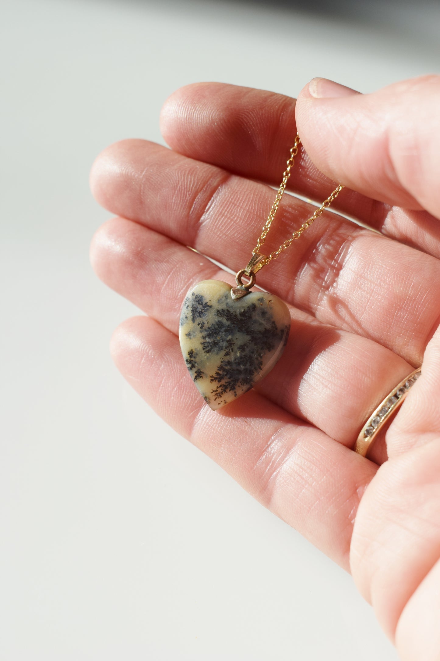 Vintage Carved Agate Heart Charm