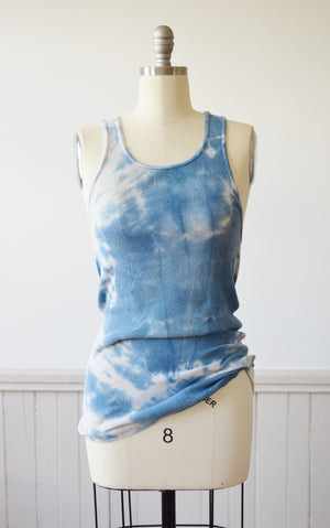 Indigo Tie Dyed Rib Knit Tank | M/L